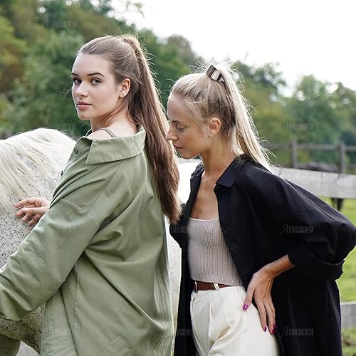 Miniatura 3 de AUEAR Paquete de 3 puños de metal negro para cola de caballo bandas elásticas para el cabello para mujeres y niñas accesorios para el cabello