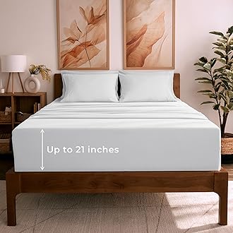 Mellanni California King Sheet Set - 6-Piece Iconic Collection Bedding, (Including 4 Pillowcases), 21-Inch Extra Deep Pocket, Easy Care, Ultra Soft, Cooling Sheets, Brushed Microfiber - White