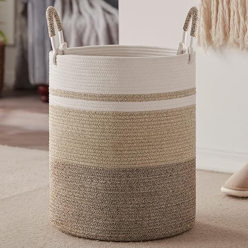 Miniatura 1 de SIXDOVE Cesta de lavandería grande de cuerda tejida con asas, cesta de almacenamiento decorativa para ropa y juguetes en sala de estar, dormitorio,