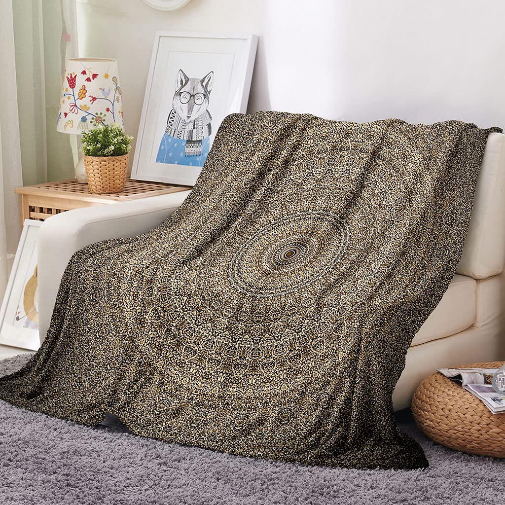 Coperta Di Flanella Letto Matrimoniale Invernale 150X200Cm Coperta Pile In Microfibra Morbida Pelosa Calda Copriletto Per Divano/Bambini Camere Da Letto, Fiori Rotondi Creativi Motivo