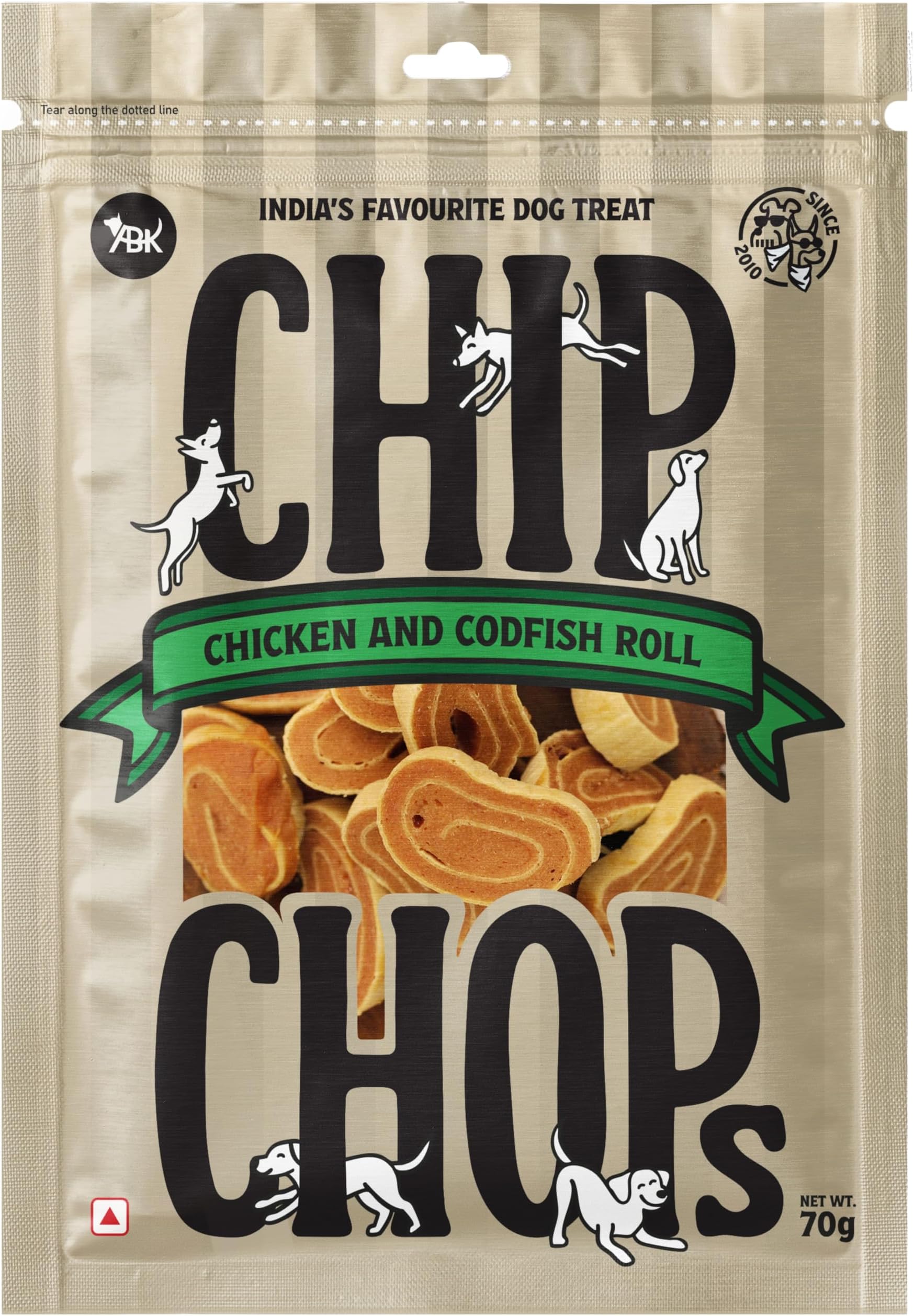 Chip Chops Chicken Codfish Rolls Dog Treats, High Protein Dog Snacks, Healthy Training Treats for Dogs, Easily Digestible, Suitable for All Breeds Puppies & Adult Dogs – 70g Pack