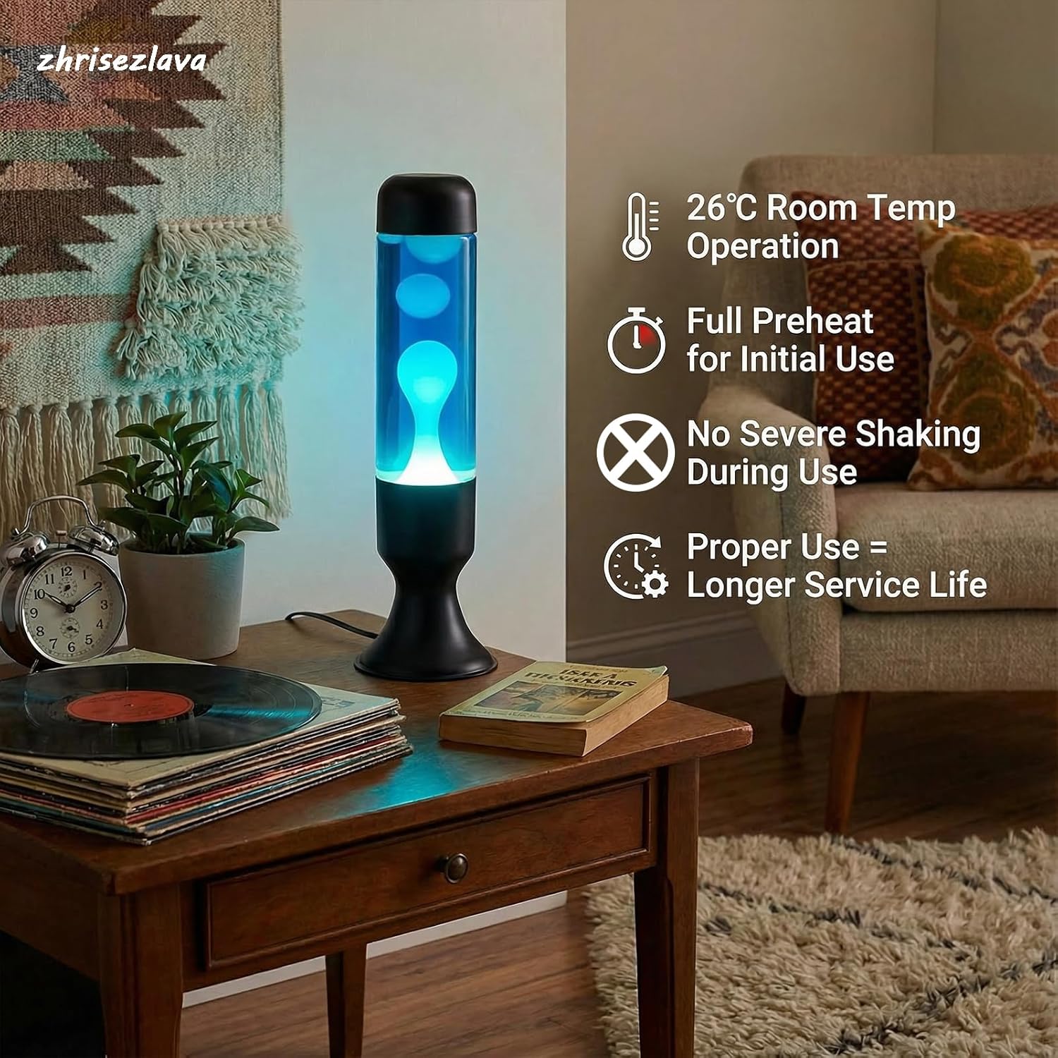 16 Inch Liquid Motion Lamps, White Wax Blue Liquid, Black Base Motion Light, Relaxing Night Light, Retro Home Decor for Bedroom Office, Cool Gifts for Adults Kids.（jbd）