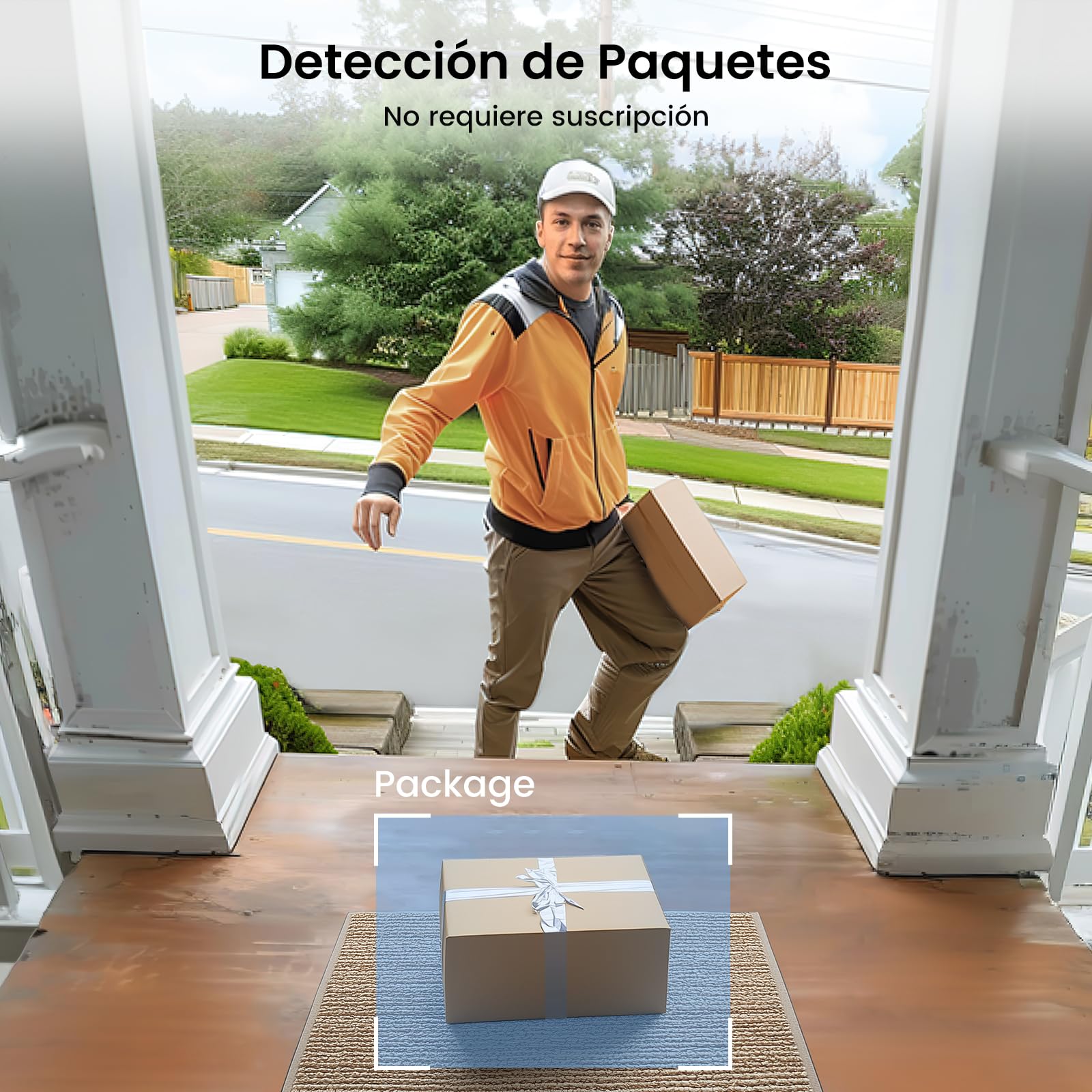 AOSU Timbre Inalámbrico con Cámara, 2K Timbre Videoportero Inalámbrico Exterior IP65 Impermeable, PIR Detección Humano y Paquete, 2,4G WiFi, Audio Bidireccional, Visión Nocturna, Soporte Alexa