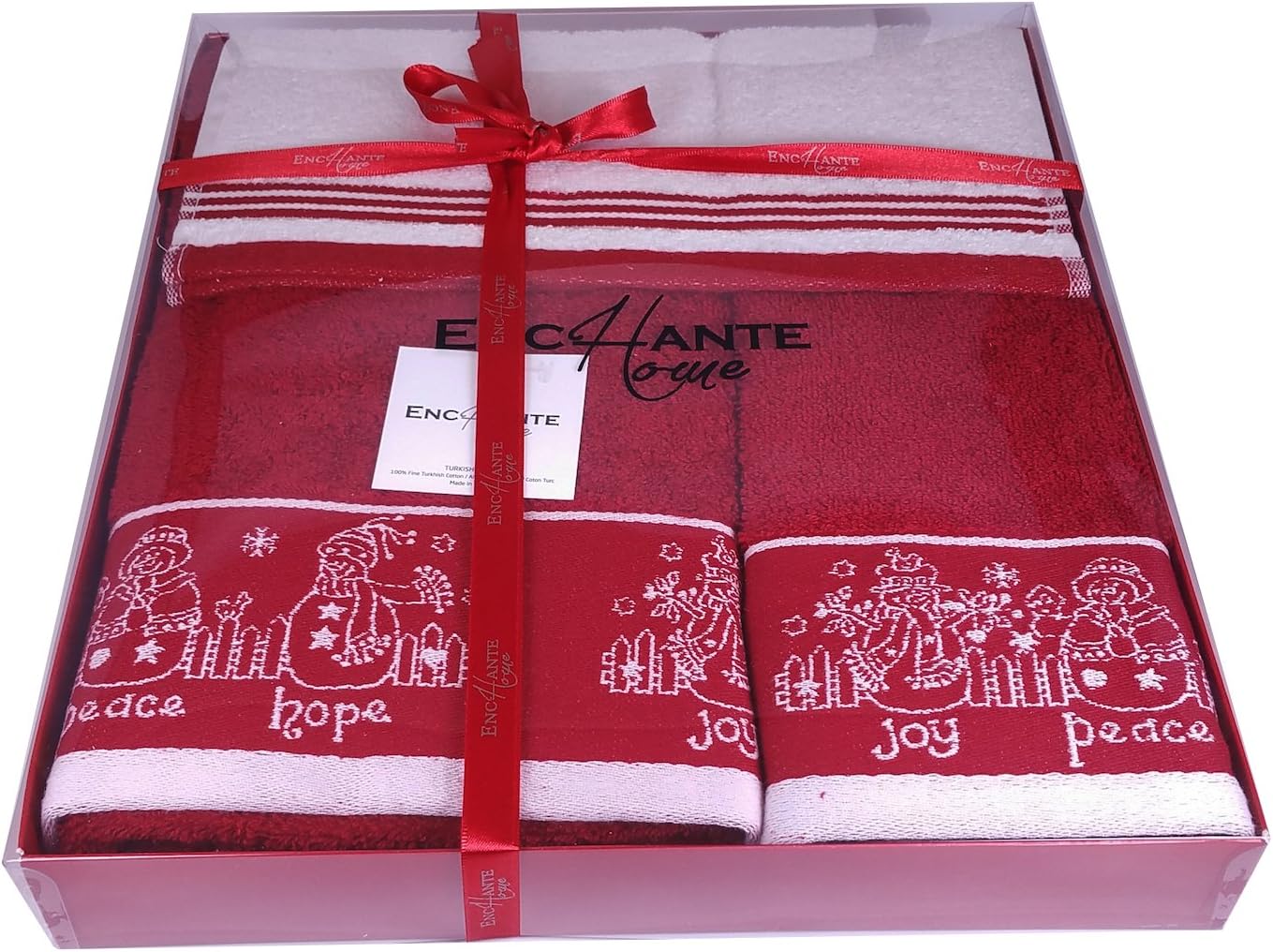 Enchante Home Joy-Hope-Peace Christmas Towel Set, Red