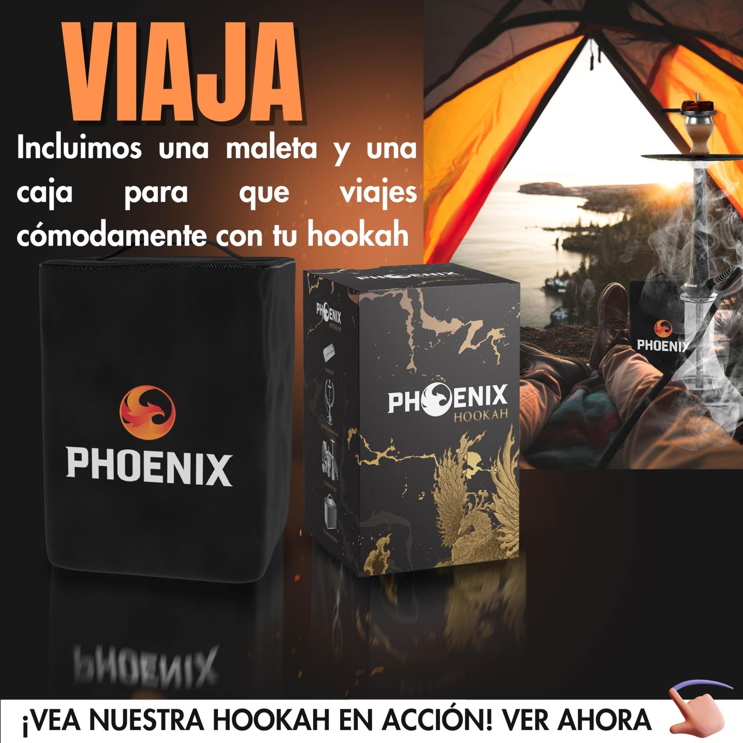 Pack Cachimbas Shisha Buenas 50cm Acero Inoxidable, Resina Negro - Hookah Portatil Boquillas cachimba, Cazoleta Cachimba, Gestor de Calor Shisha, Manguera Cachimba, Pinza, LED Sin Pilas