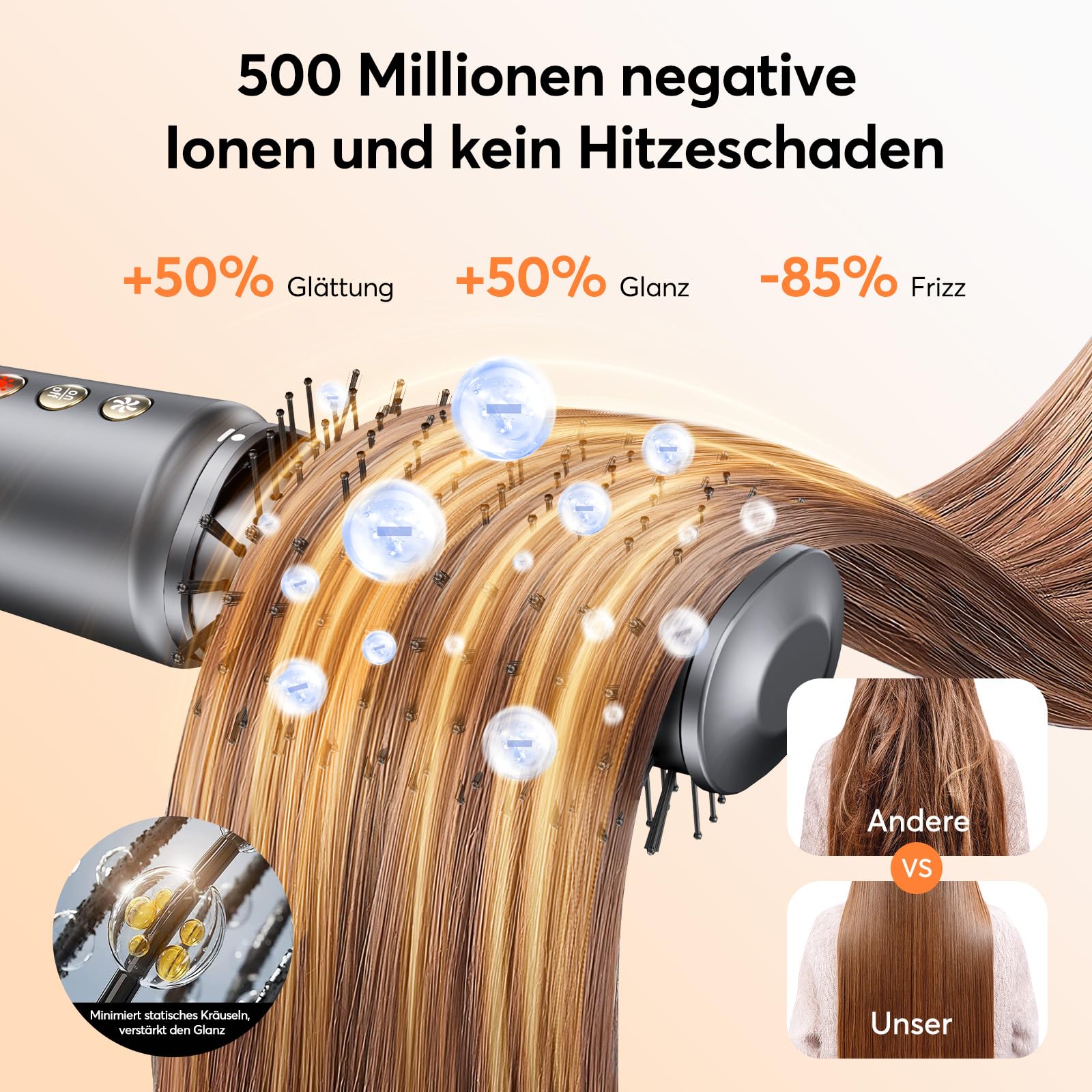 Airstyler 5 in 1 - Bopcal Ionen Föhn 160000 U/Min High-Speed Haartrockner für Schnelltrocknend, Multi Hairstyler mit Automatischer Luft-Lockenstab, Zum Volumisieren und Locken, Geschenk für Frau
