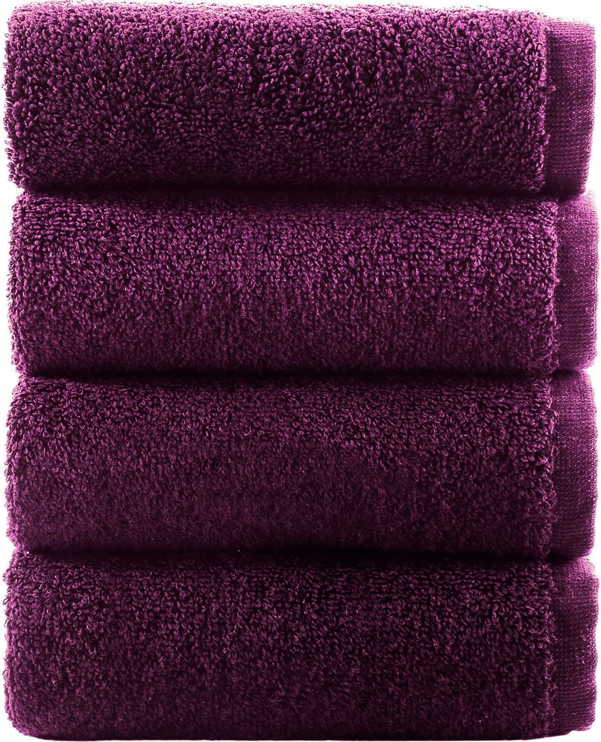 Towelbay Purple 4 X Face Cloths -500 Gsm- Premium Egyptian Cotton Flannel Wash Cloth Fingertip Towel Set For Gym, Spa (, Cotton)