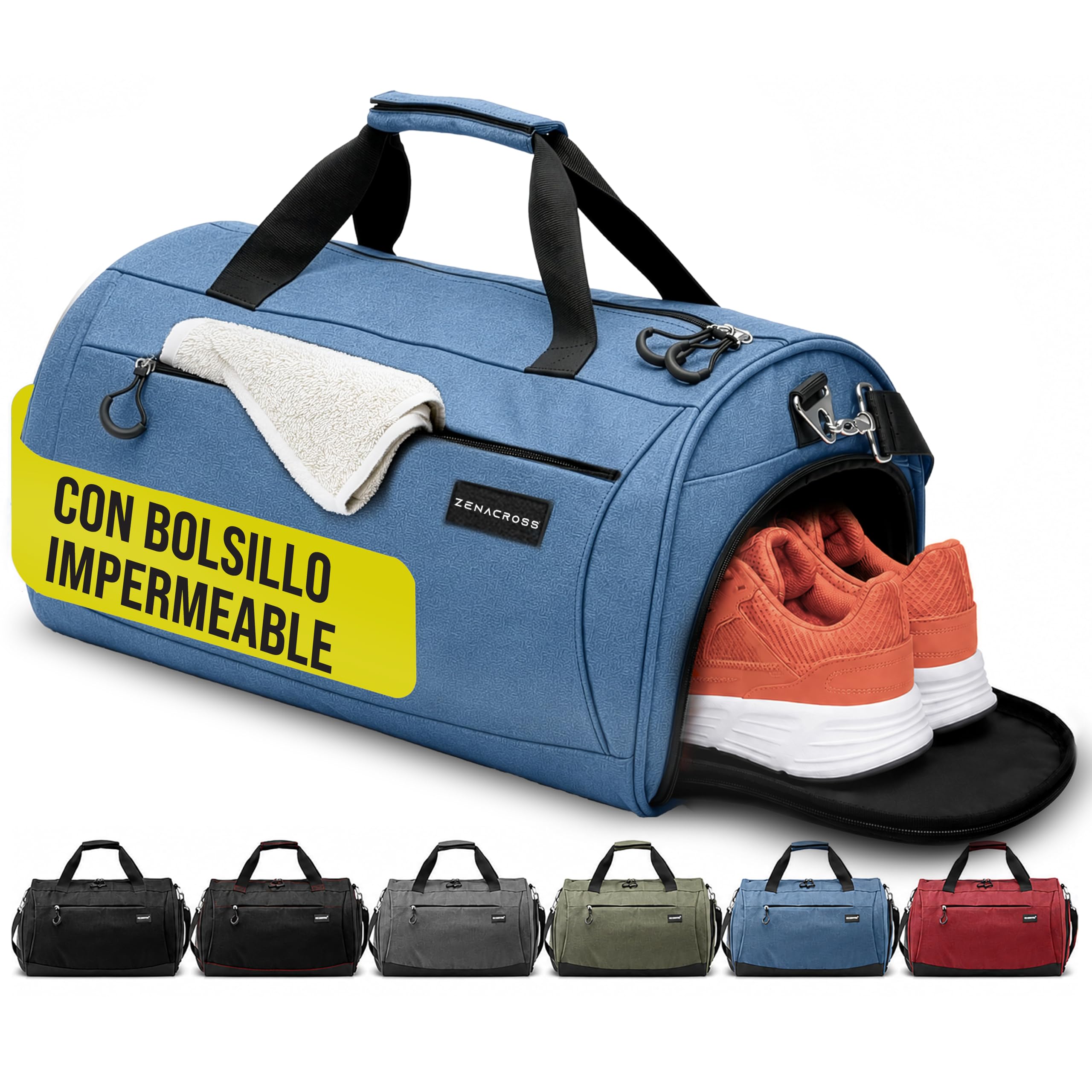 Bolsa Deporte Mujer y Hombre - Mochila Gimnasio Hombre con Compartimento para Zapatos y Humeda - para Viaje, Gym (Azul, 50 l)