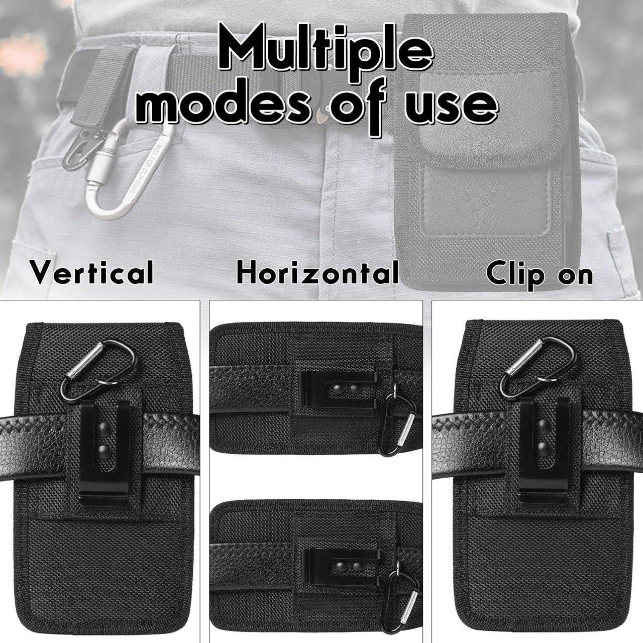 RECTITUDE Universal All Smart Mobile Holster for Men Belt Clip Pouch, for Samsung Galaxy, iPhone, Pro Max and More, 6.8" Nylon Cell Phone Belt Clip Holster Carrying Pouch Mobile Card Holder Case 2