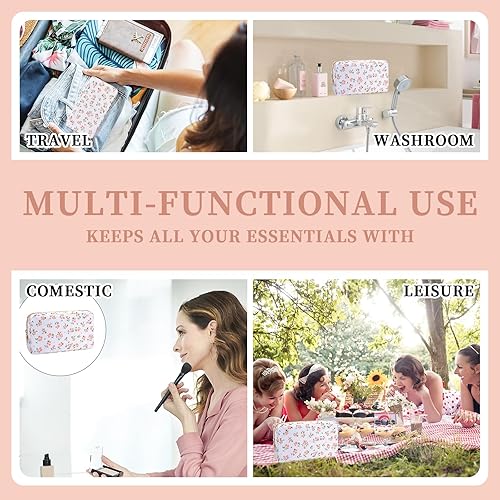 Miniatura 4 de Nolon - Mini bolsa de maquillaje para mujeres y niñas, bonita bolsa de maquillaje preparada para cosméticos con cremallera, bolsa organizadora,