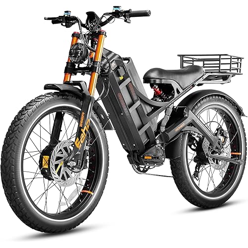 eAhora Romeo Pro Ⅲ Peak 5600W Electric Bike for Adults 50Mph, 60V 80Ah Battery up to 250 Miles,Long Range Dual Motors Ebike,26"*4.0 Fat Tire Full Suspension Mountain E-Bike for Men,UL 2849