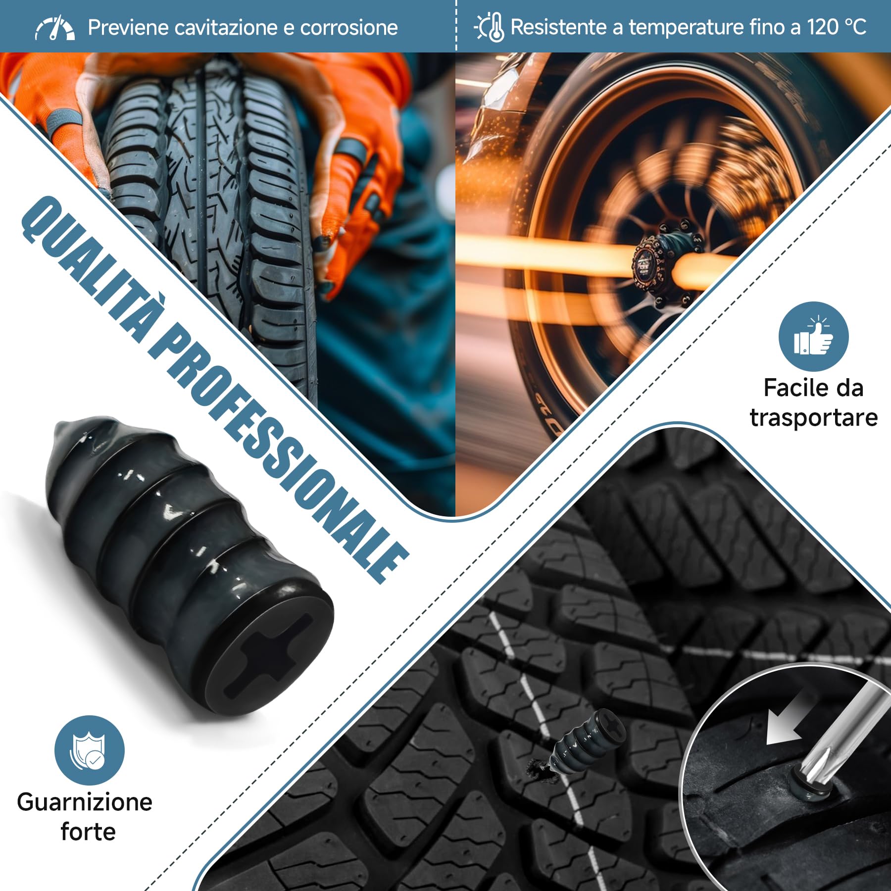 Kit 50 Pezzi Chiodi per Riparazione Pneumatici Sottovuoto – Chiodi in Gomma a Spirale di Alta Qualità con Cacciavite Inclusi, Riparazione Rapida e Sicura per Auto, Moto, Camion e Bici (25S + 25L)