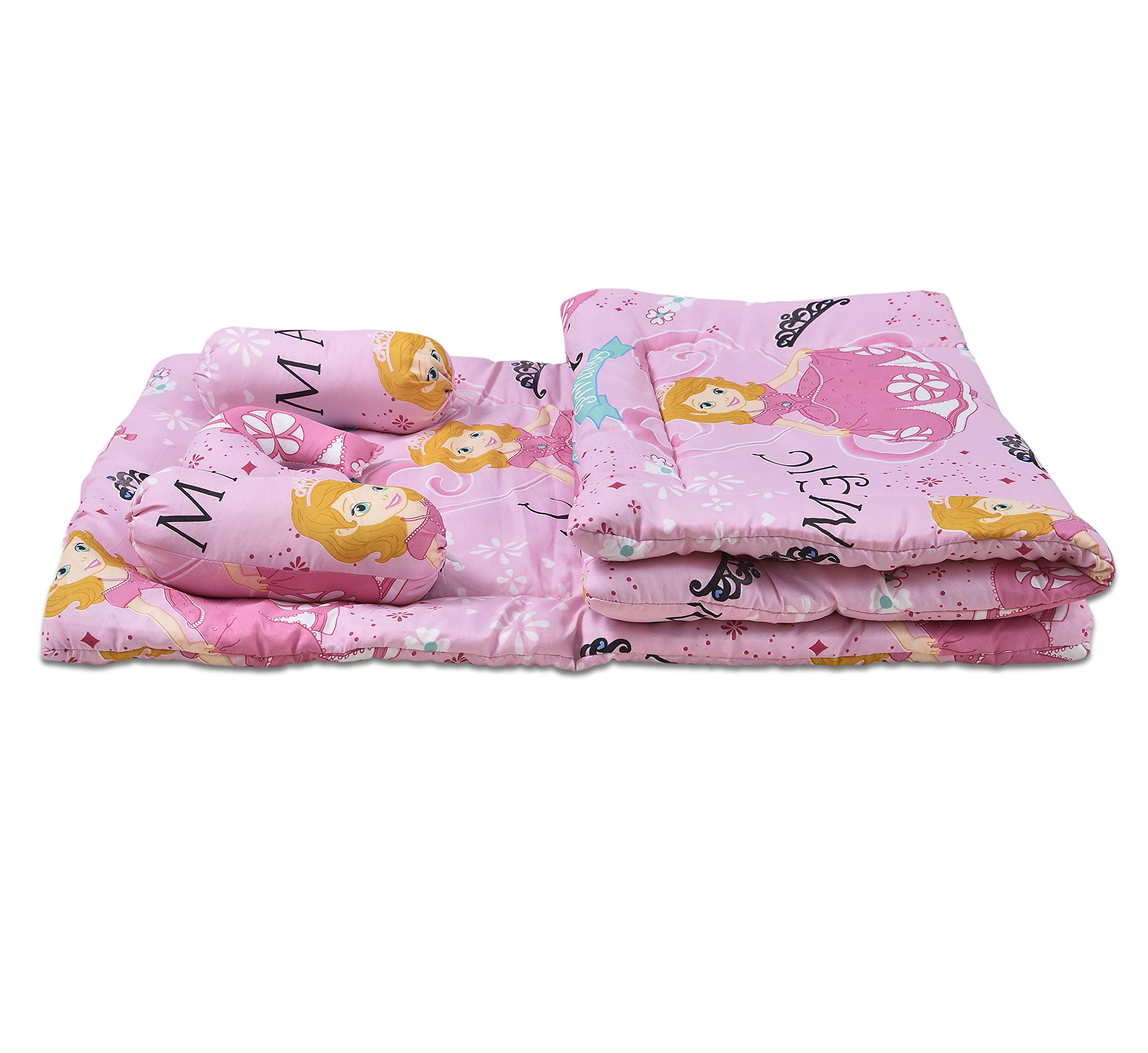 Fabture Born Baby Bedding Set with Mattresses, Neck Pillow & Two Baby Side Bolster Set Born Baby Also Useful in Cradle & Swing Bedding (Ideal for 0 Month to 12 Month) Pink