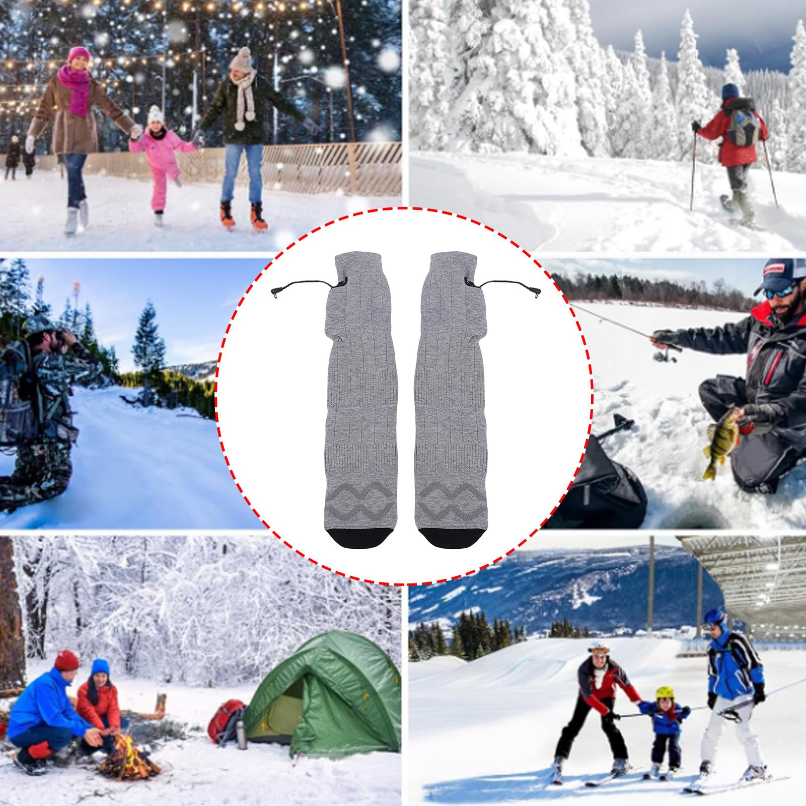 Haofy Calcetines Térmicos Recargables Lavables 4000mAh 4 Configuraciones de Calor 35-60°C para Hombres Mujeres Invierno Actividades Al Aire Libre Esquí Camping Pesca Ciclismo Gris