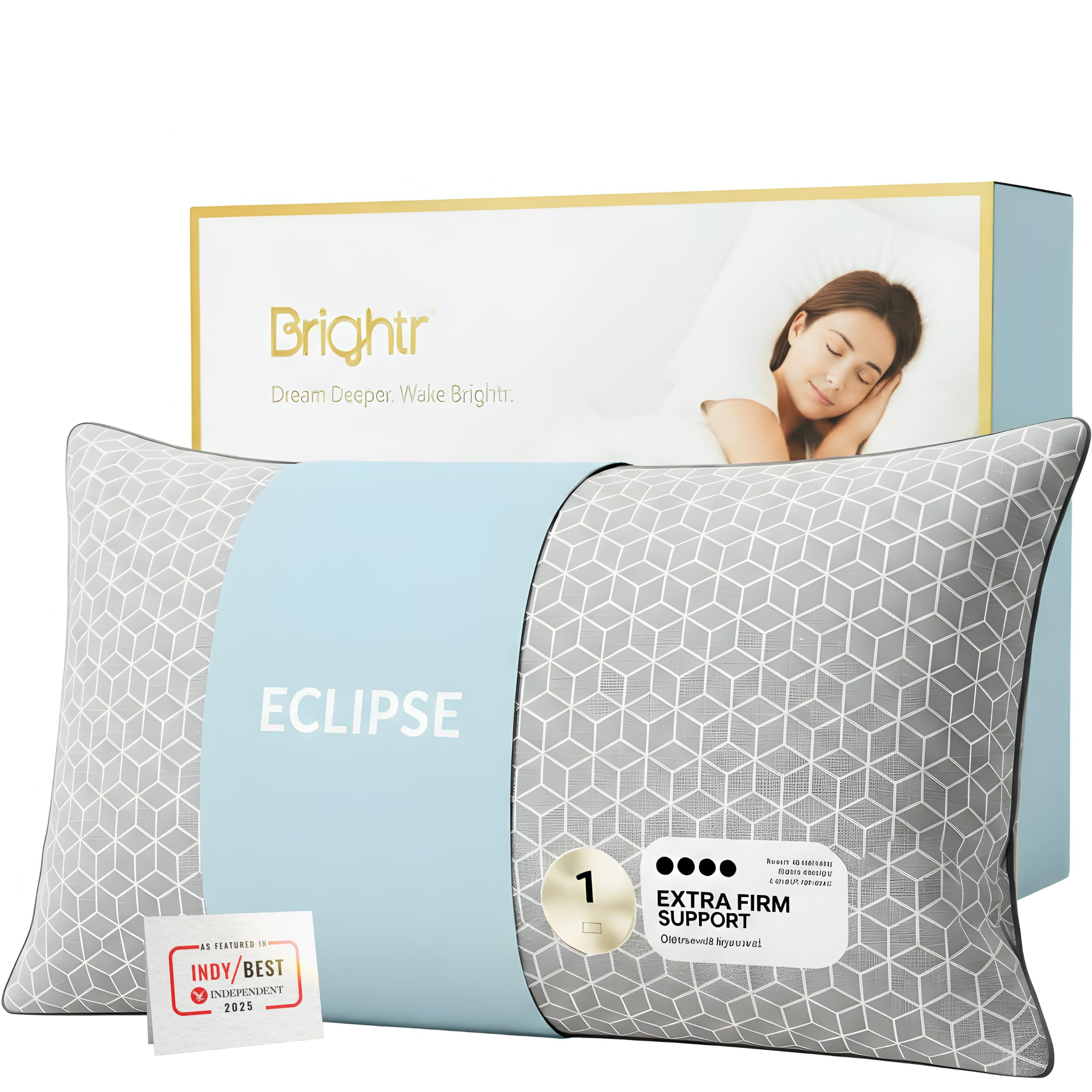 Brightr®️ ‘Eclipse’ Memory Foam Pillow for Neck and Shoulder Pain | Height Adjustable Pillow for Side Sleepers | Osteopath Recommended | Skin Cooling | Anti Dust Mite | Very Firm