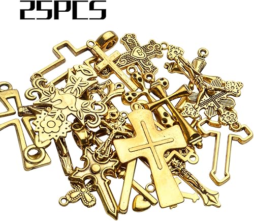 Miniatura 8 de BronaGrand 25 dijes de cruces mixtas colgantes hallazgos de joyería para hacer pulseras y collares
