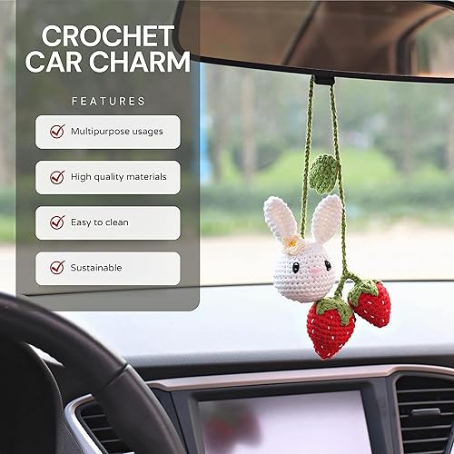 Miniatura 75 de Accesorios de ganchillo para ventana de visión trasera, hecho a mano, colgante para automóvil, utilizable como decoración de la casa