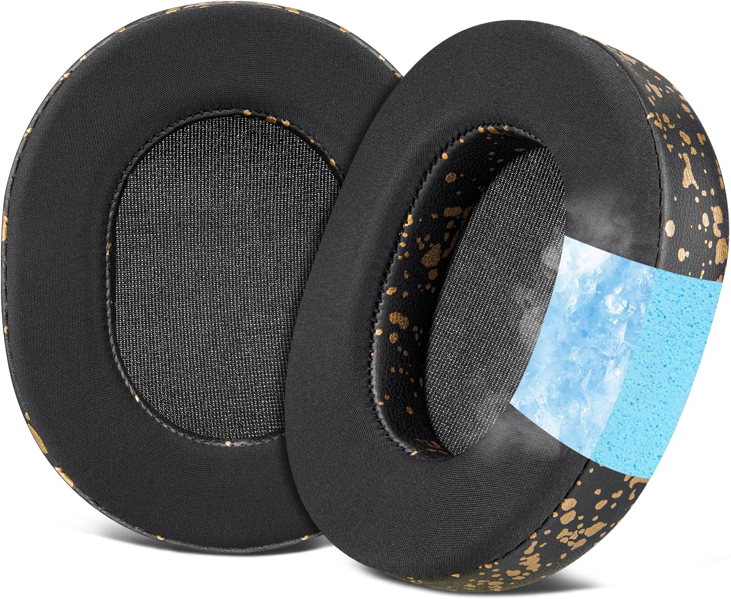 SOULWIT Cooling Gel Ear Pads Cushions Replacement for SteelSeries Arctis 1/3/5/Arctis 7/7+/7P/7P+/7X/7X+/9/9X/Pro/Prime(Do Not Fit Any Arctis Nova), Earpads with Noise Isolation Foam - Black Gold