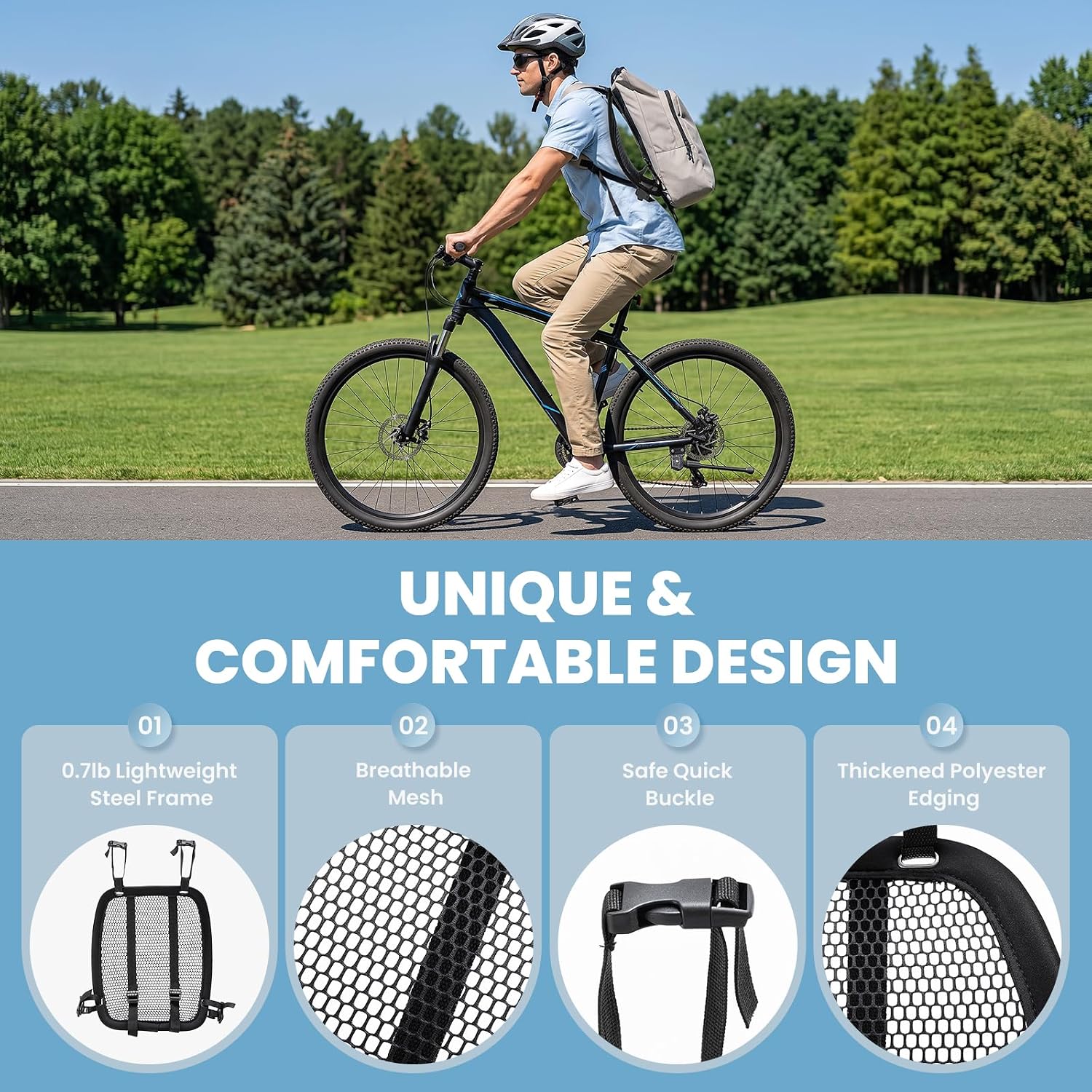 Lightweight Ventilation Backpack Spacer | Mesh Backpack Frame for Hiking, Biking, Commuting, Improve Airflow with Large Breathable Mesh & Adjustable Straps