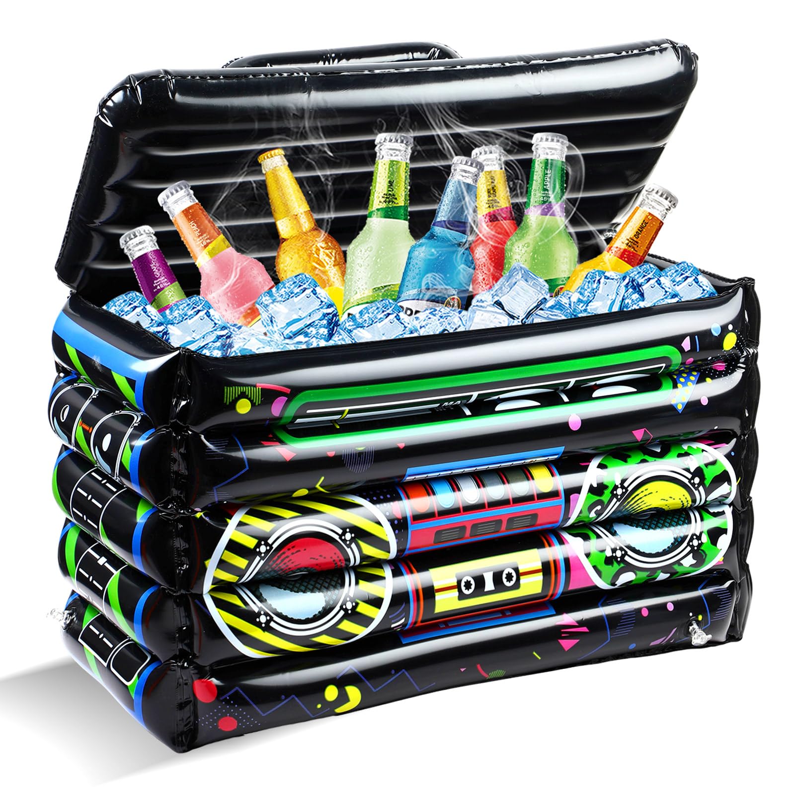 RimCereal Inflatable Boom Box Beverage Inflatable Cooler 80s 90s Theme Party Decorations Radio Blow up Drink Cooler Containers for Birthday Party Funny Hip Hop Accessory Party Supplies