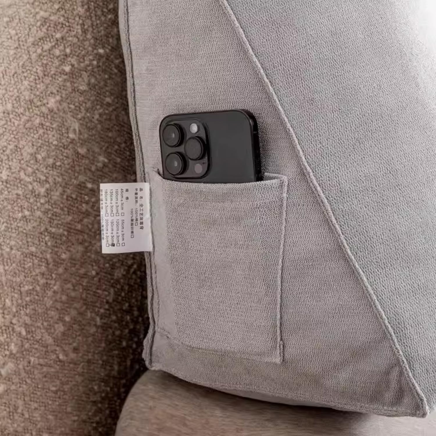 Almohada de cabecera suave para apoyo lumbar de espalda, piernas, almohada triangular para cama, sofá, almohada de cuña suave y cómoda, soporte de posicionamiento del respaldo (95 x 55 x 15 cm, color