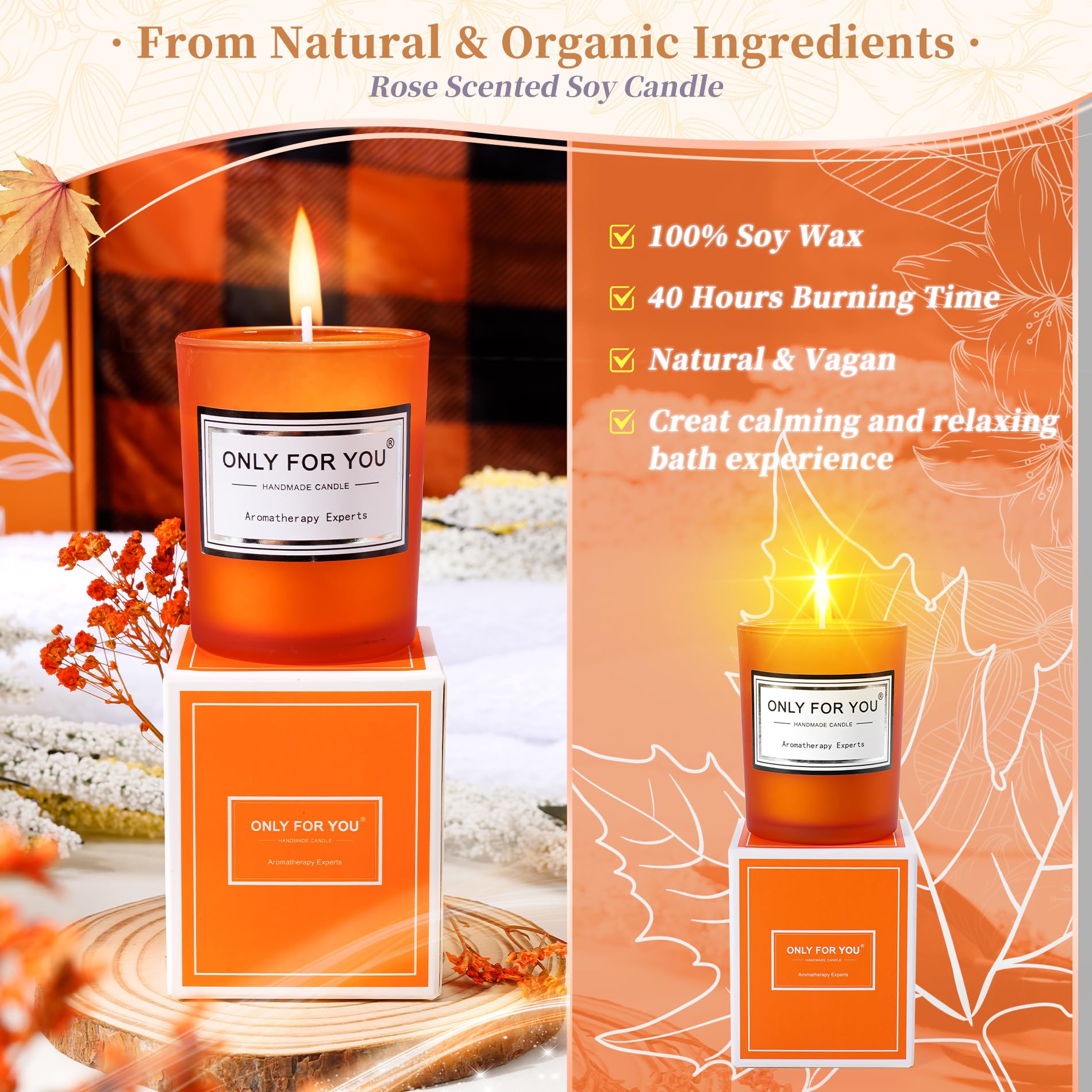 Fortuning's JDS 13PCS Orange for Women,Thank You Birthday Baskets for Women Wife Mom Sister Friend Girlfriend Teacher Get Well Self Care Package Graduation,Sympathy,Retirement Thank You Gifts