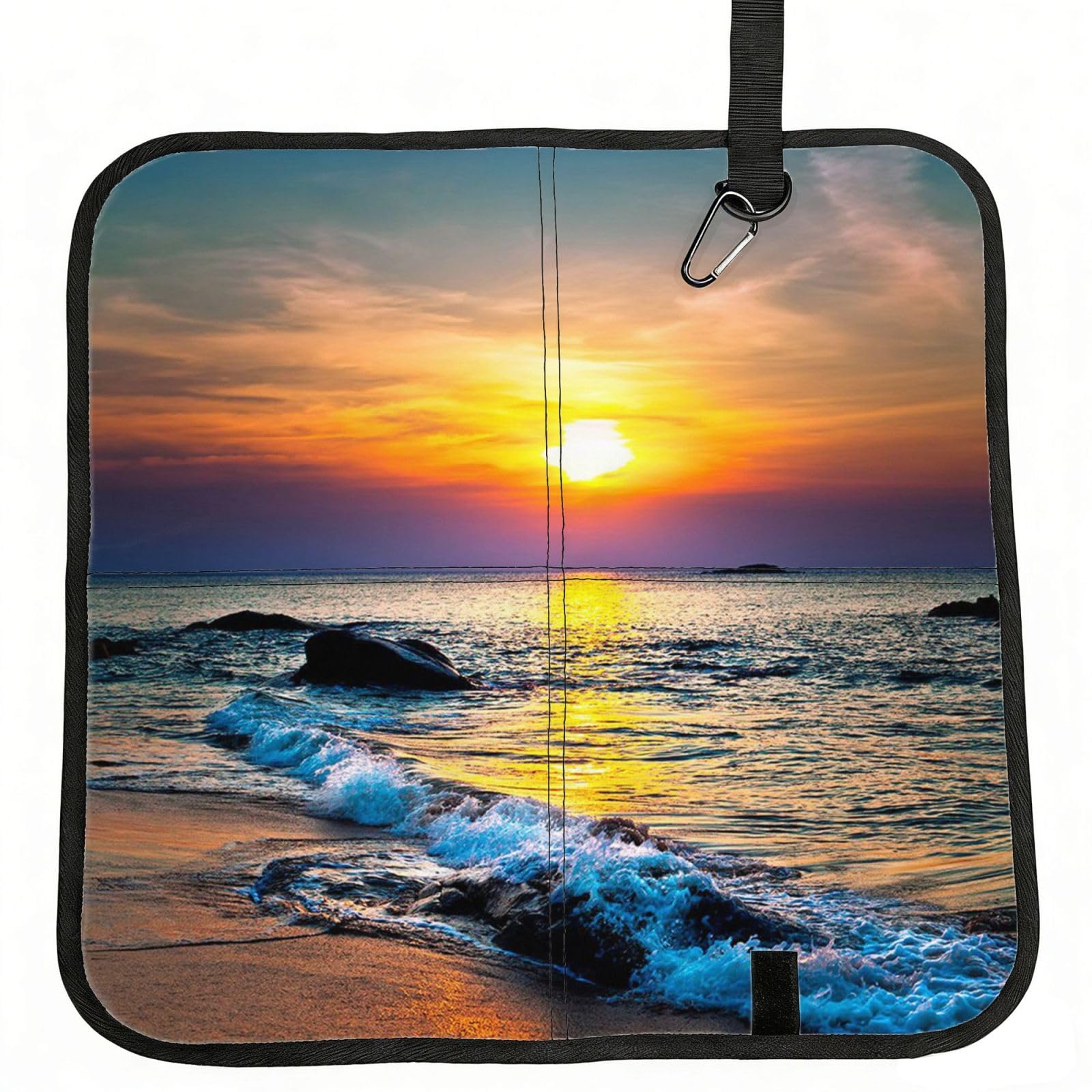 ERCgad Beach And Sunset Print Foldable Seat Cushion Portable Chair Pad Lightweight Travel Outdoor Office Home