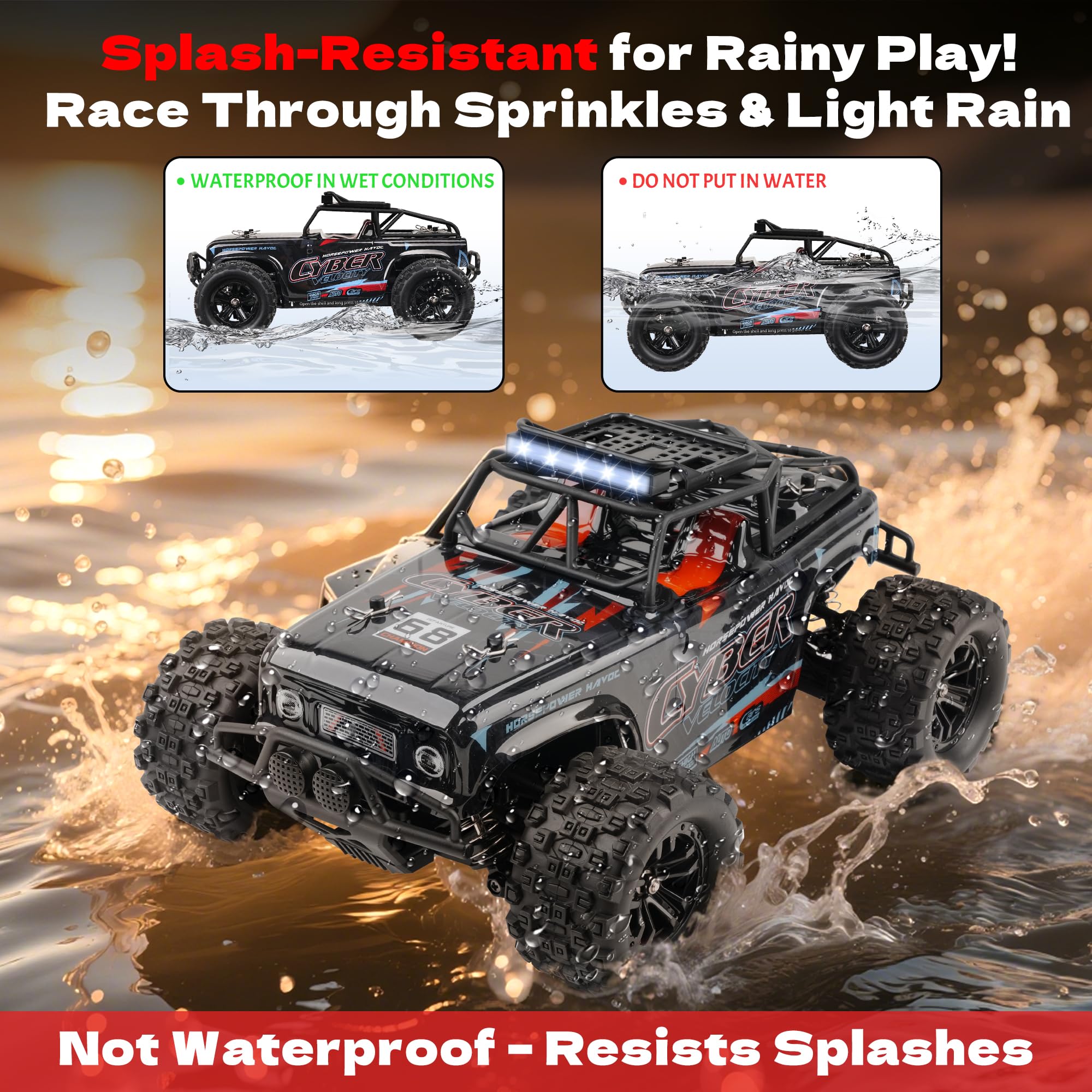 Coche Teledirigido - Coche Teledirigido A Escala 1:18 Alta Velocidad 40Km/H Todoterreno 4WD 2 BateríAs 2,4 GHz Recargable para Adultos Y NiñOs - Negro