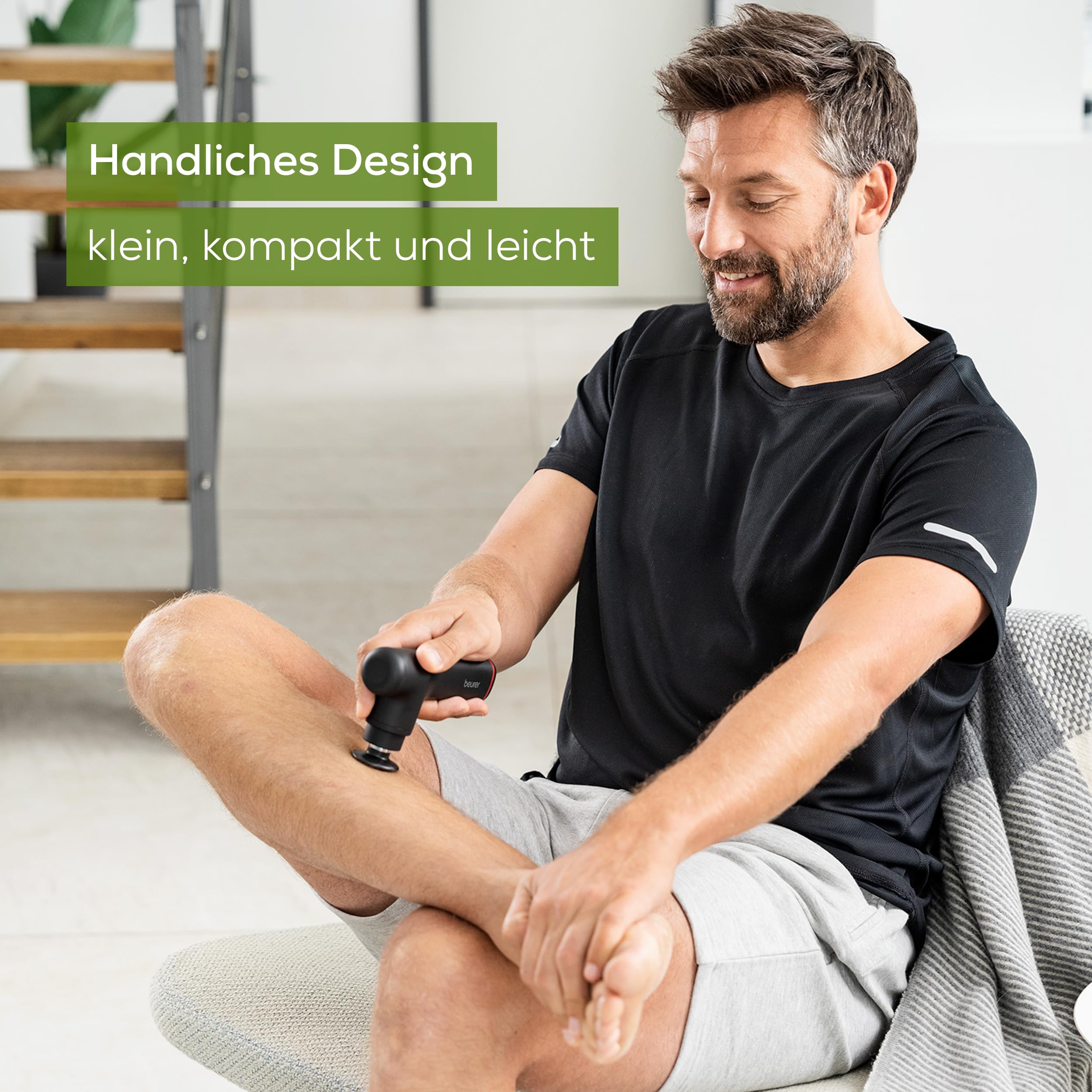Beurer MG 79 Massage Gun Sensitive, kompakte Massagepistole mit 3 Aufsätzen, sanfte Triggerpunktmassage für empfindliche Körperbereiche, handliches Muskelmassagegerät mit 3 Intensitätsstufen
