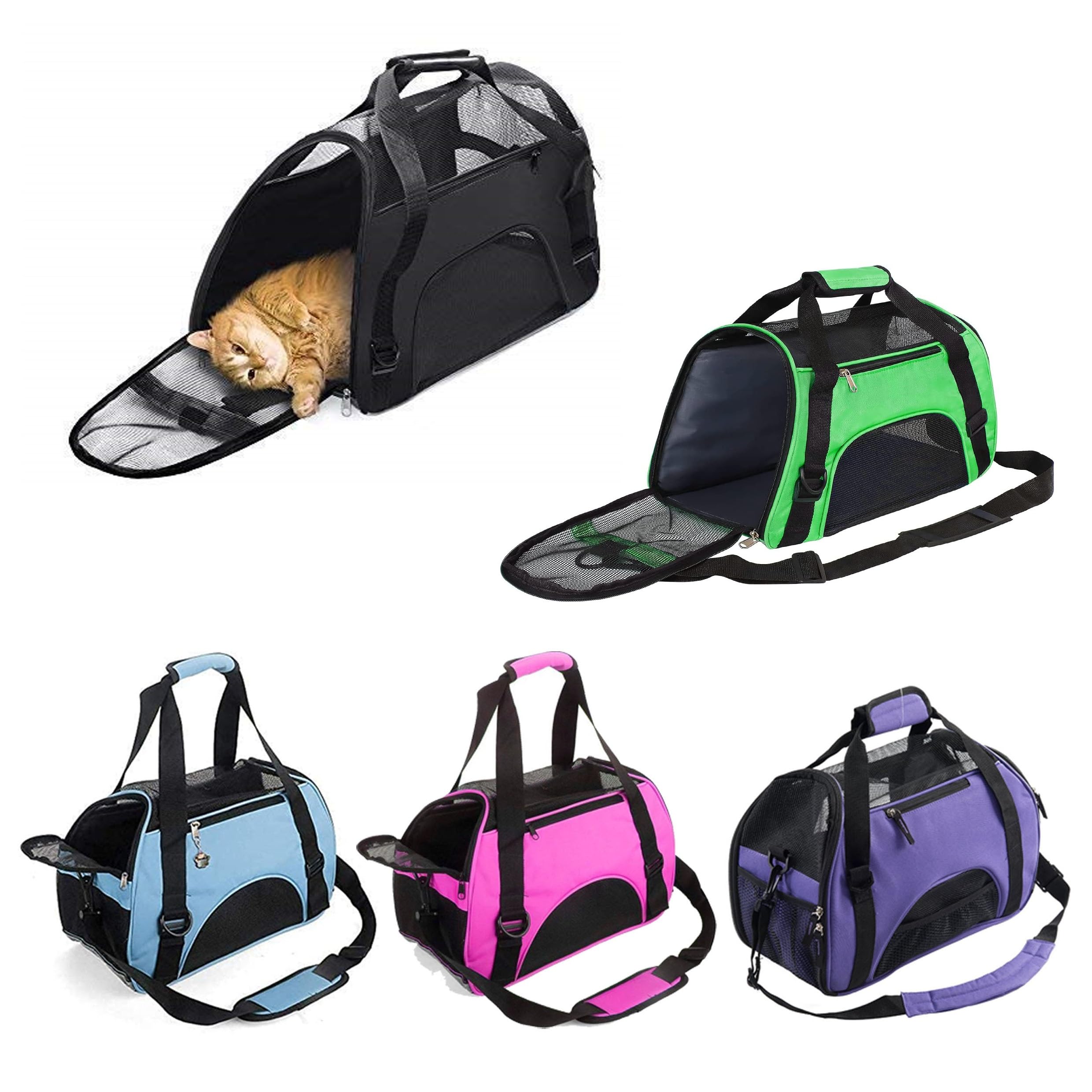 Pet Carrier Bag AVC Portable Soft Fabric Folding Travel bag for Dog, Cat, Puppy Foldable Pet Bag (Black) — image 1