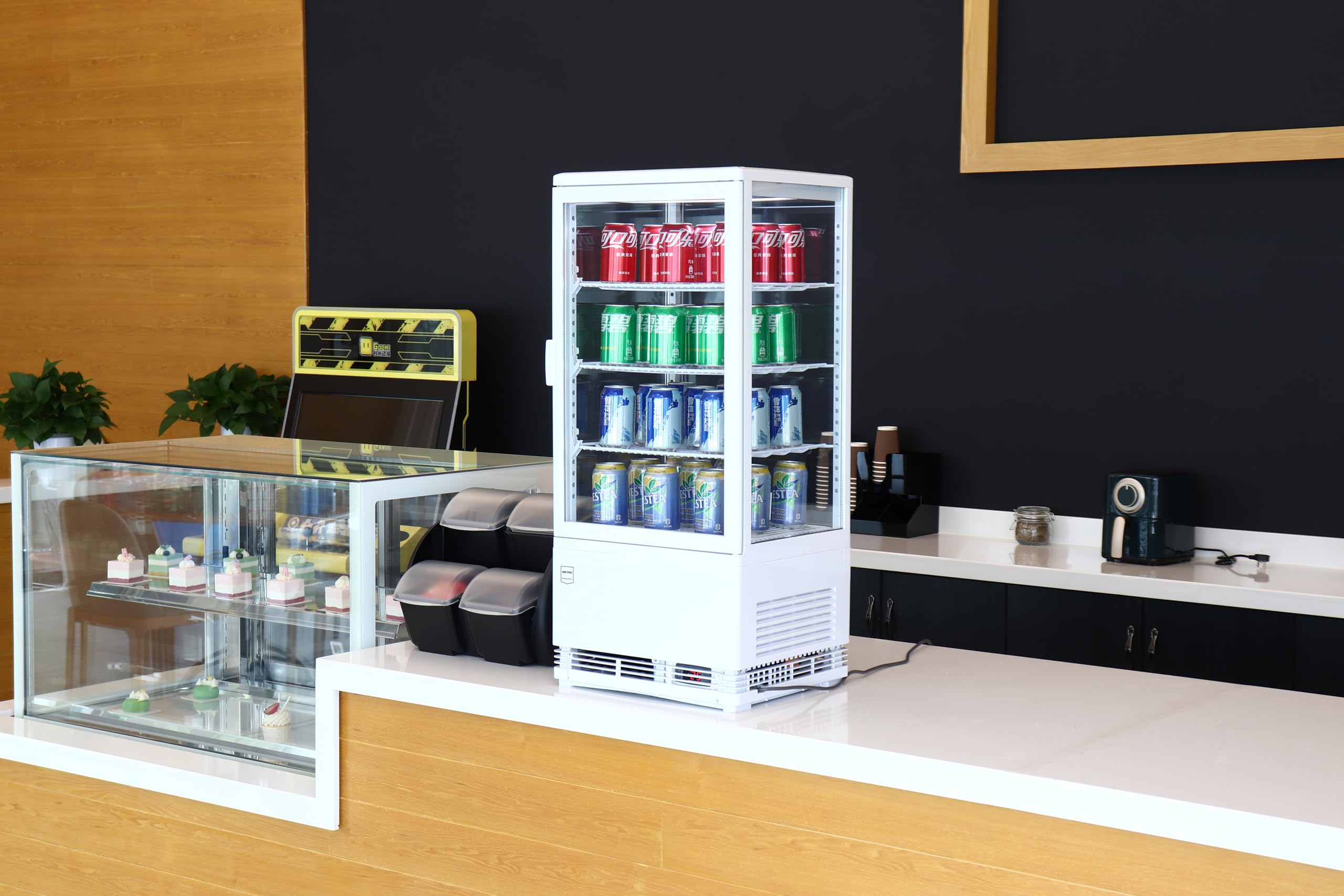 METRO Professional Vitrina refrigerada GGC2078B, plástico/vidrio, 42.8 x 38.6 x 96 cm, 78 L, enfr. por ventilación, cristal de seguridad, Blanco