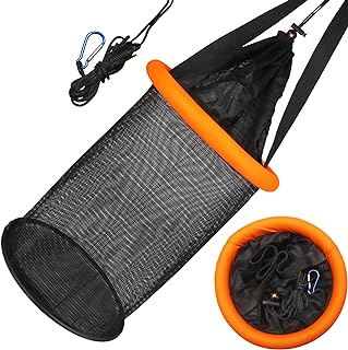 Dovesun 5 Gallons Floating Fishing Basket, Collapsible Fishing Net Portable Nylon-mesh | Coated Nylon Net Bait Storage Cage for Keeping Crayfish Minnows Leaches and Other Live Baits