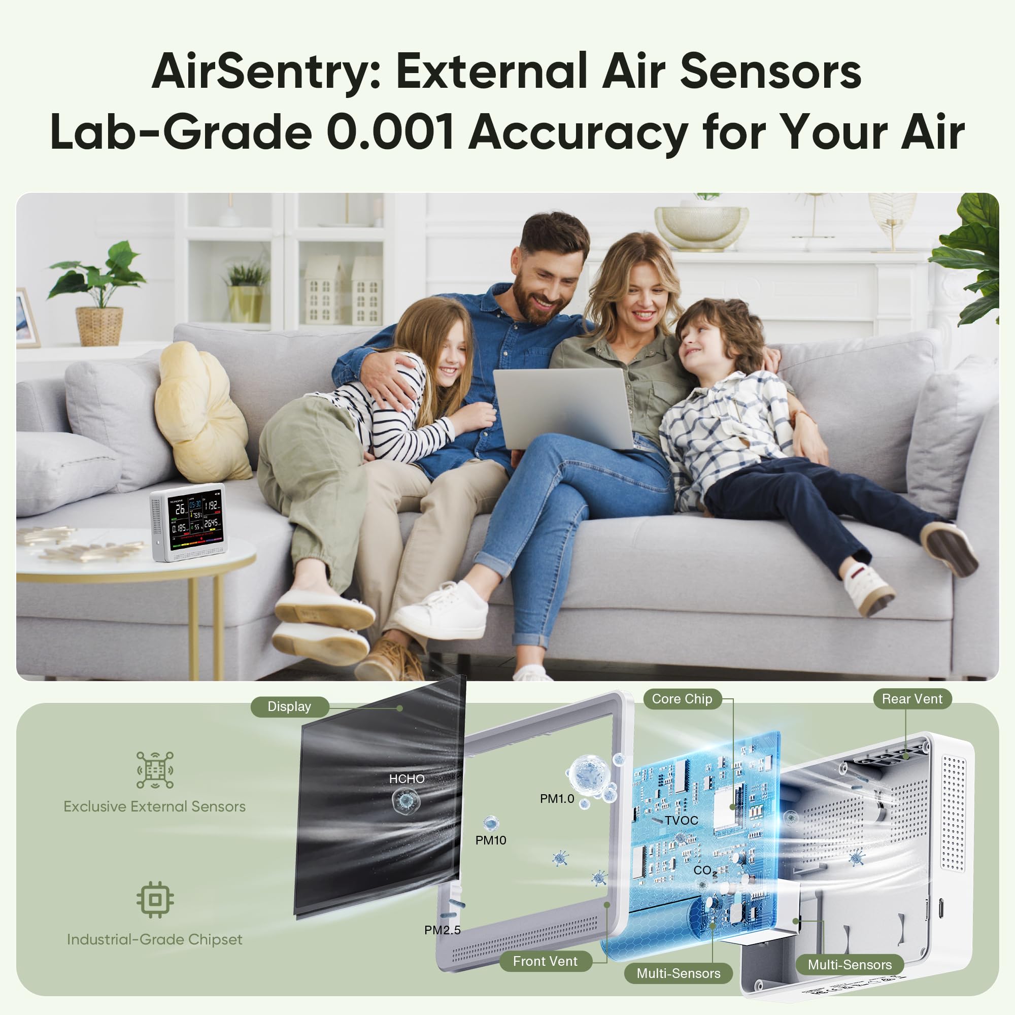 bonoch 16 in 1 Air Quality Monitor Indoor Real-Time CO2 Monitor — Amazon image 5