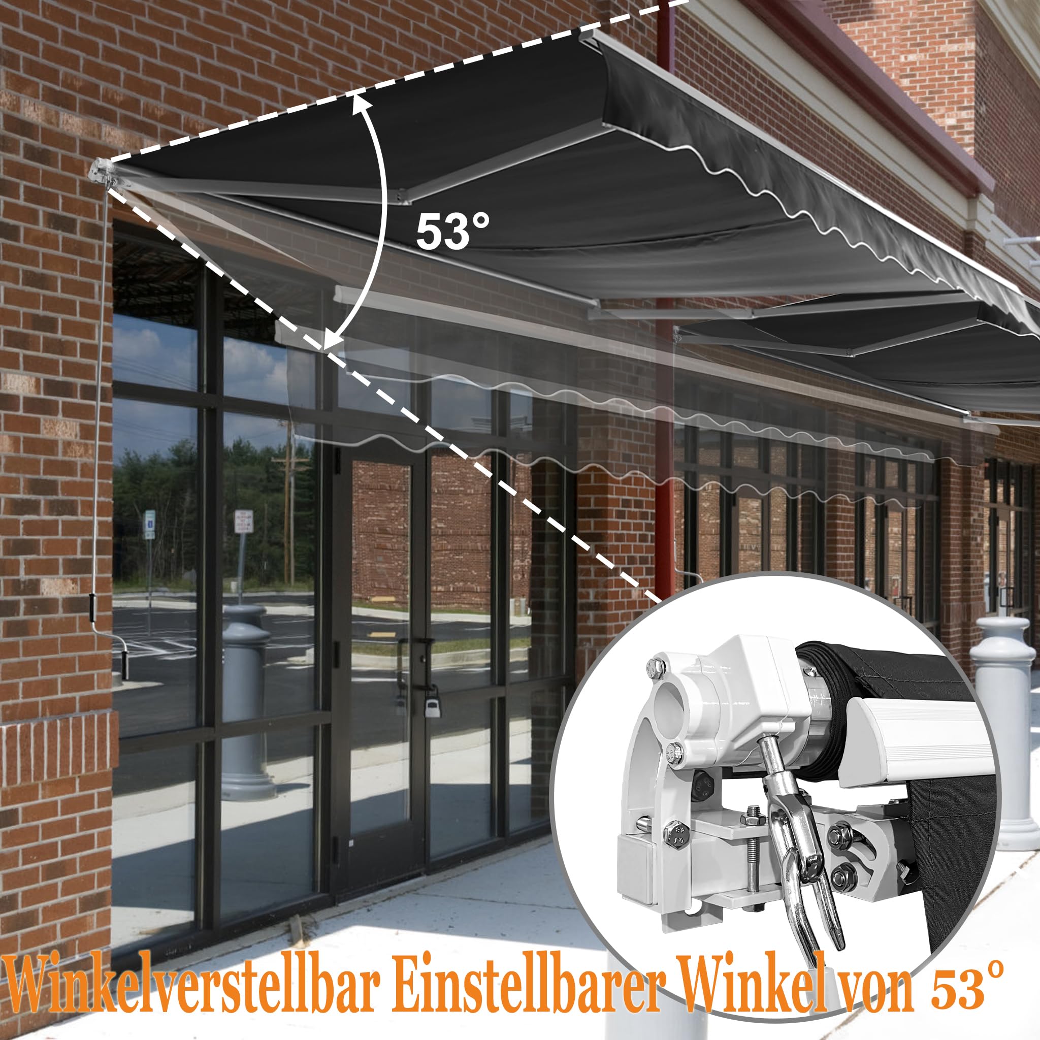 ACXIN Store banne en aluminium - Protection solaire - Avec manivelle - Imperméable - Gris foncé (2,5 m x 2 m)