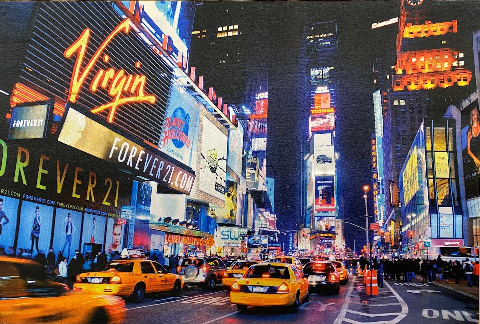 LED-Bild New York Times Square 65 x 45 cm Leuchtbild Leinwandbild
