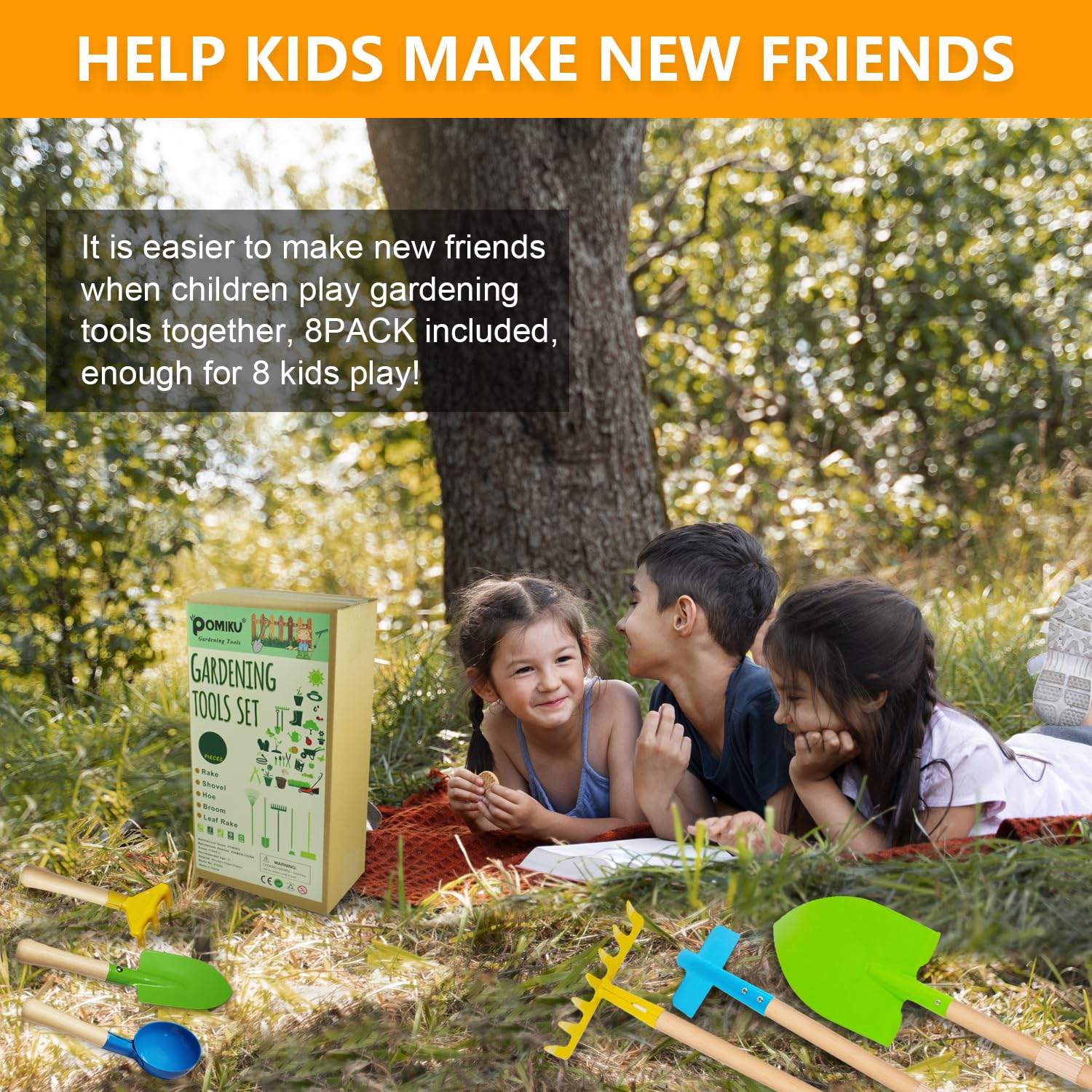 8 herramientas de jardinería para niños, juego de rastrillo y pala para niños, herramientas de patio al aire libre, juguetes de jardín, regalos para niños y niñas de 3, 4, 5, 6, 7, 8 años 6