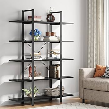 洋書 INDUSTRIAL CHIC 5-Tier Bookshelf, Vintage Industrial Style Bookcase - On