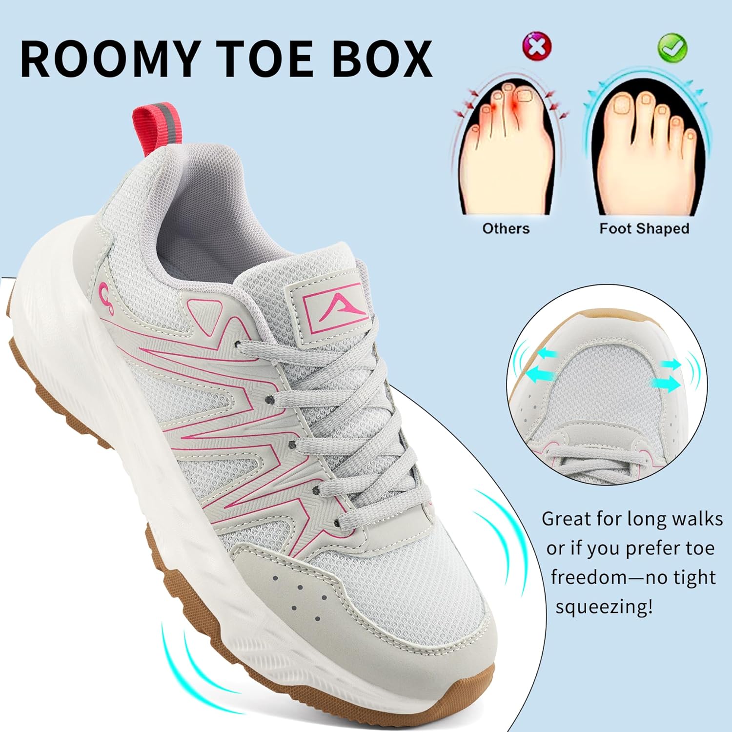 Ablanczoom Womens Sneakers Walking Shoes: Comfortable Breathable Non Slip Shoes for Tennis Gym Workout Casual Athletic - Image 4