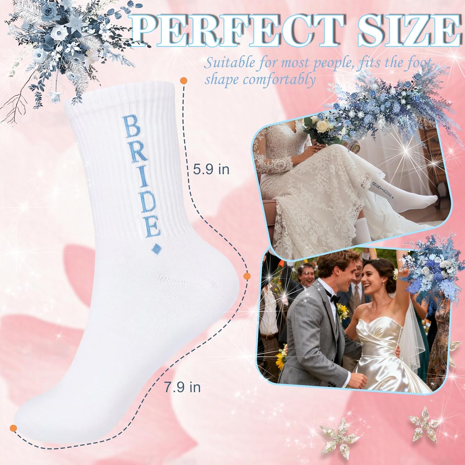 Bride Socks, White Bride Gifts, Wedding Slipper Socks, Bachelorette Party Decorations Bridesmaid Gifts - Image 4