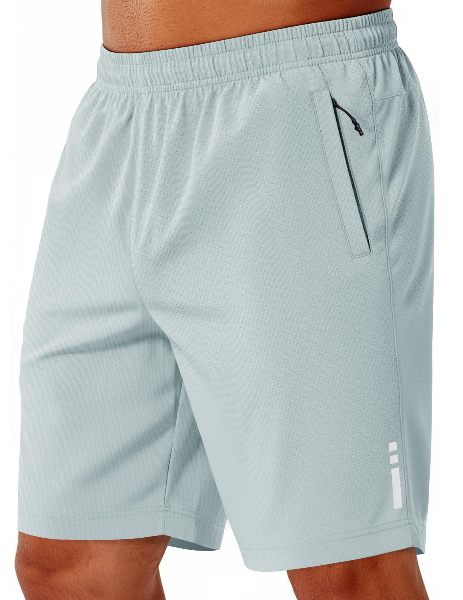 COOFANDY Mens Athletic Running Shorts 9 Lightweight Quick Dry Drawstring Mesh Gym Shorts with Zipper Pockets