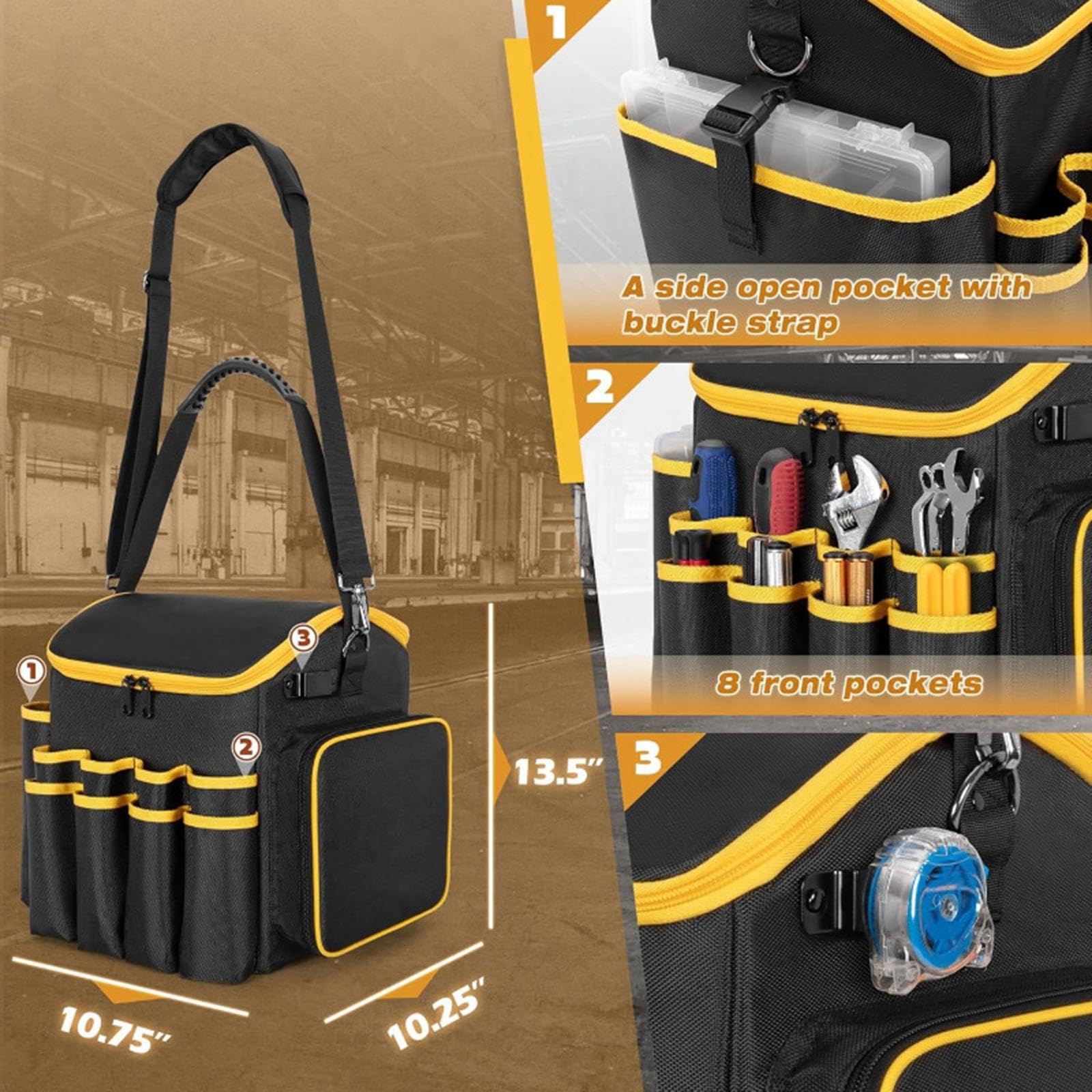 Bolsa de Herramientas para Instrumentos, Accesorio Negro para Dispositivos Eléctricos de Ferretería Y Viajes