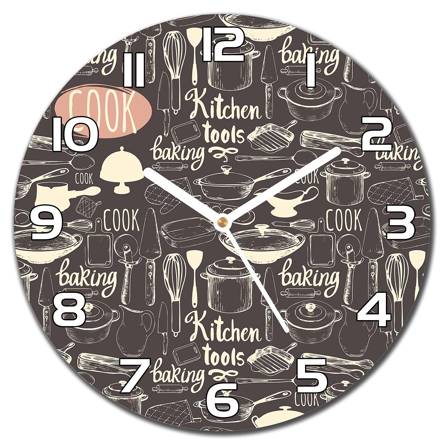 Horloge en verre sécurité robuste avec aiguilles blanches 30cm