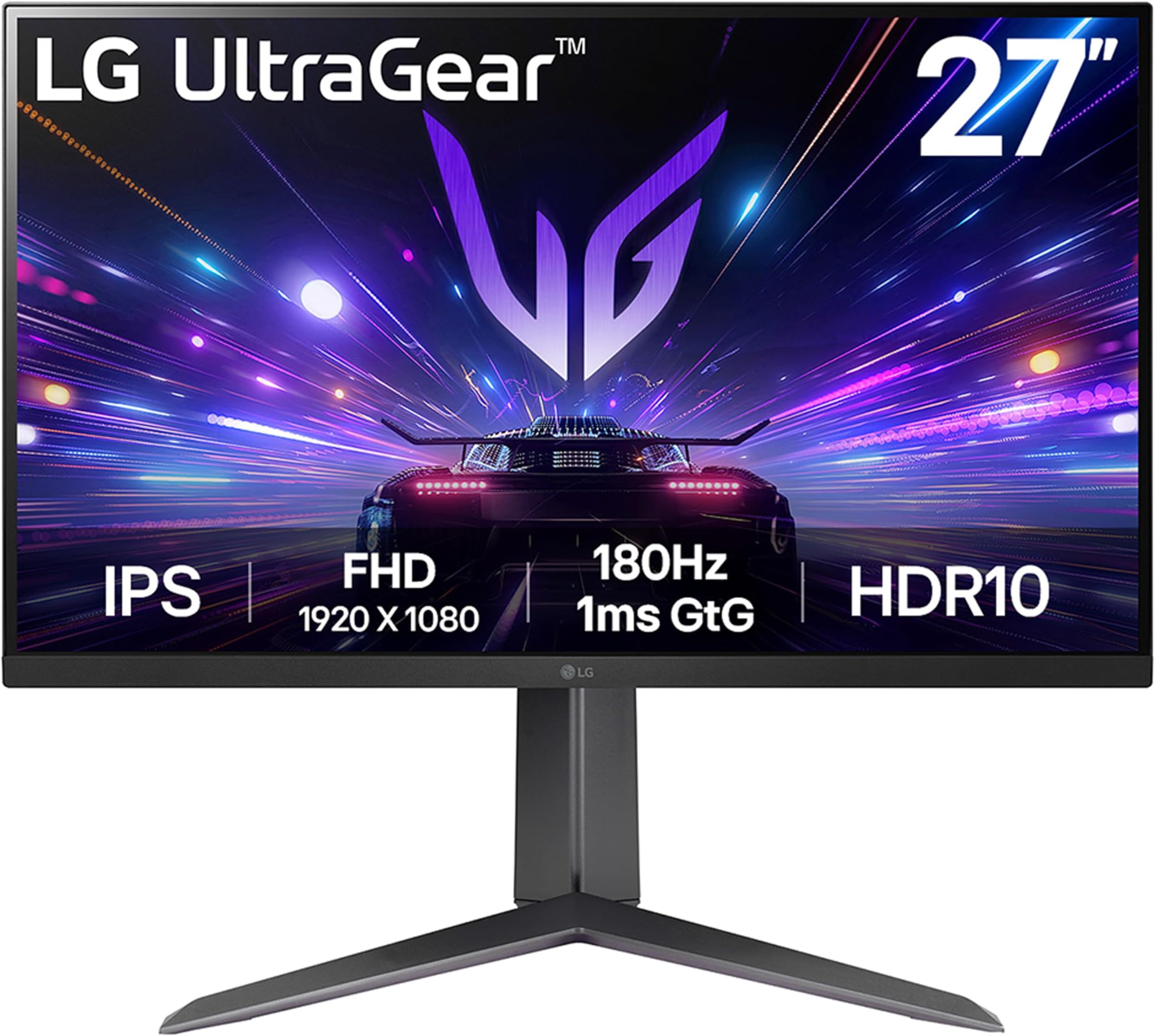 Ultragear Gaming Monitor 27GS65F, 27 Inch, 1080p, 180Hz, 1ms, IPS Display, HDR 10, NVIDIA G-Sync Compatible & AMD FreeSync , Smart Energy Saving, DisplayPort, HDMI