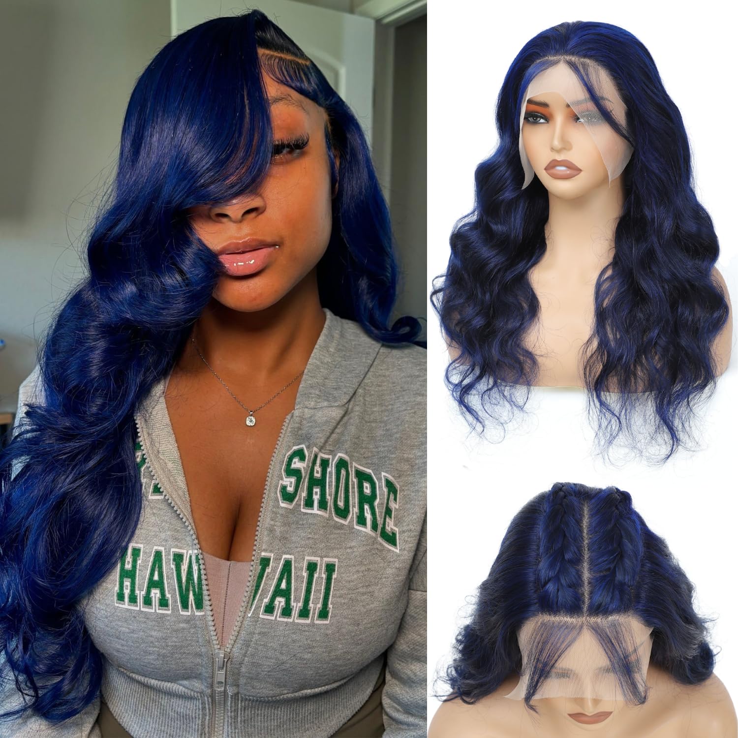 Amazon.com : Syrenlore Dark Blue Colored 13x6 Lace Front 