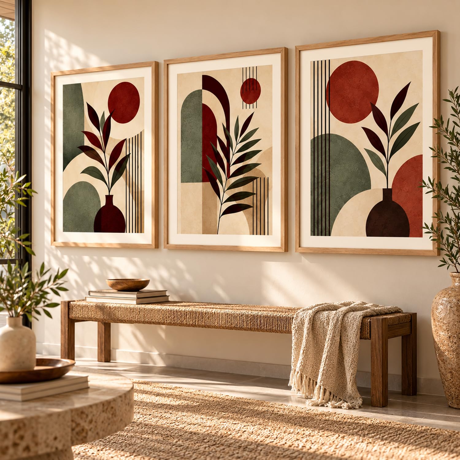 BOHO Wall Art Set - 3 Framed Prints -14