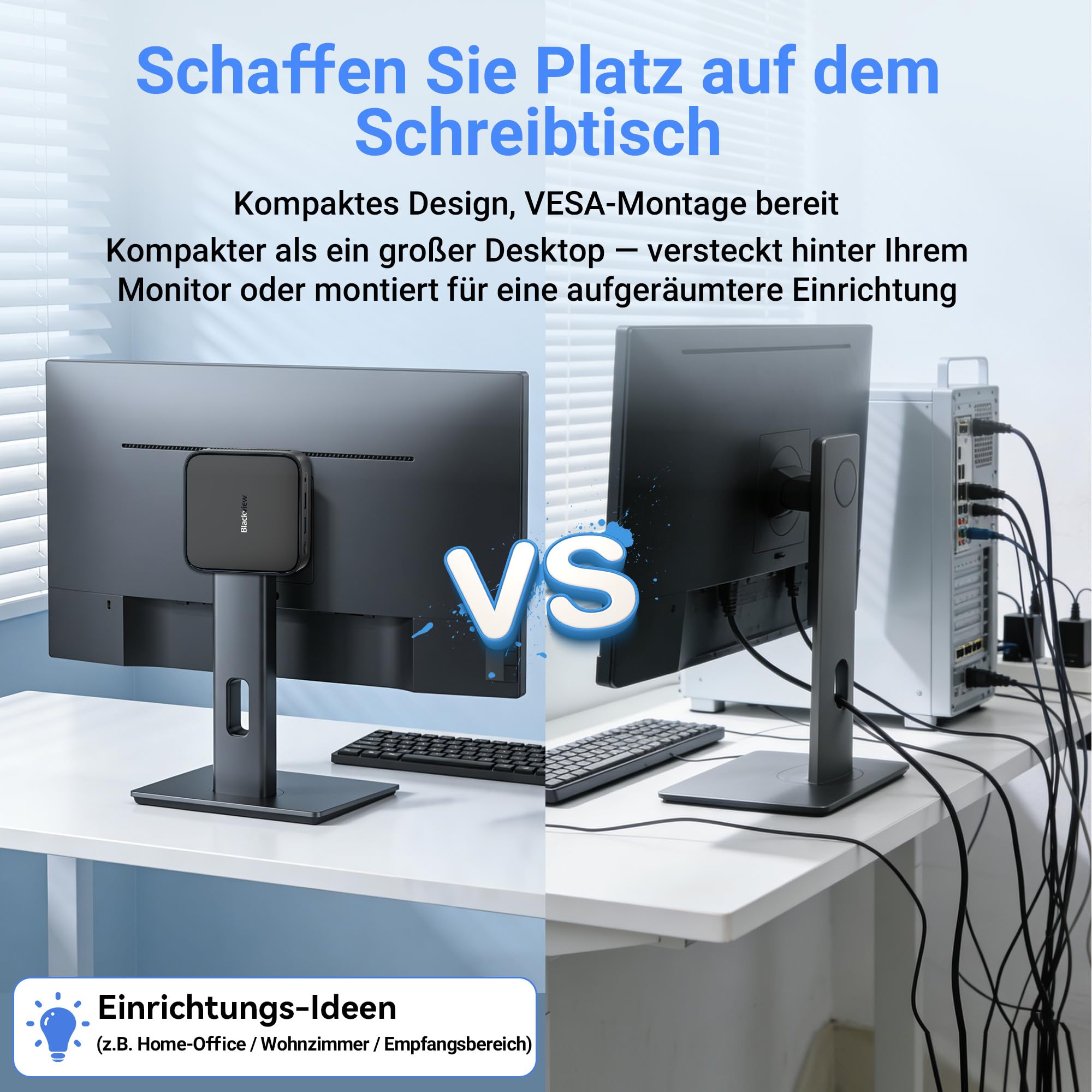 Blackview Mini PC MP50 mit Tastatur und Maus, AMD Ryzen 5, Radeon Vega 8 Grafik, 16GB RAM 512GB SSD Win 11 Pro, 4K Dual-Display, Ultra-leiser Kompakter Desktop PC für Office Home, 3 Jahre Garantie