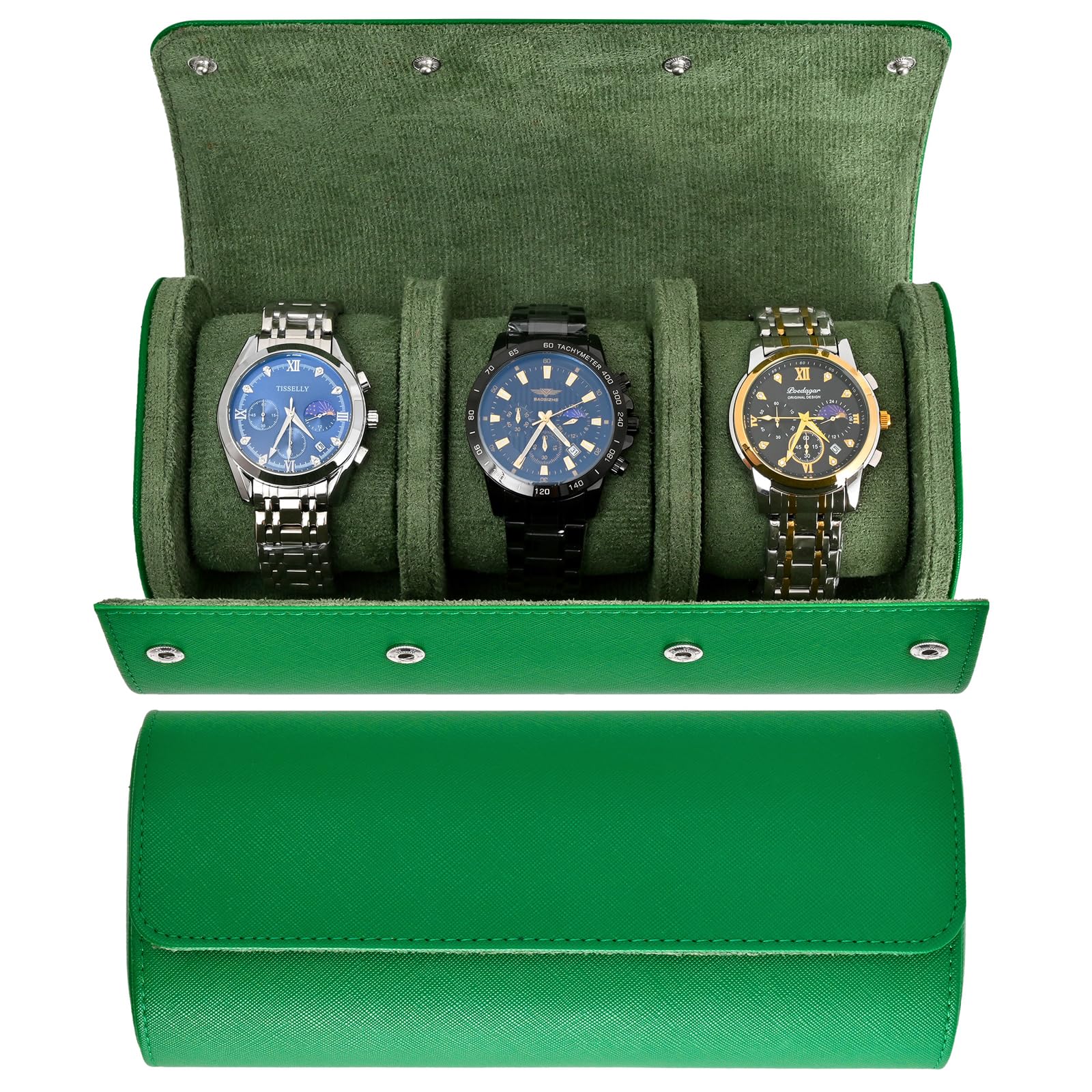 Watch Roll Travel Case for Men and Women- 3 Watch Storage and Organizer-Secure Storage with Innovative Removable Pillows & Solid Dividers for Home