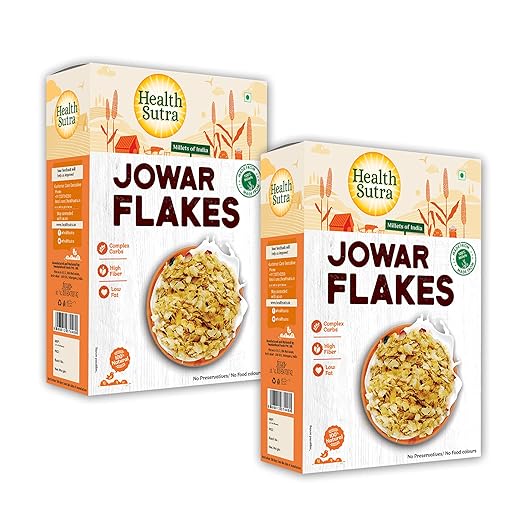 Health Sutra Jowar Flakes Combo - (500gms each), Gluten Free, Dietary Fibre & Protein Rich Breakfast - Unflavored & Toasted Alternative to Oats