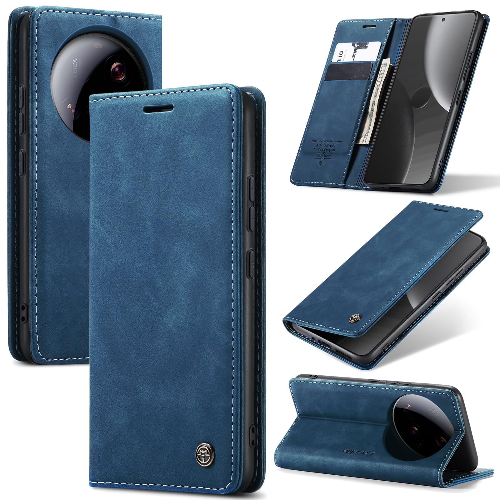 Case for Xiaomi 15 Ultra 5G Premium Leather Phone Cover, Magnetic Stand Flip Case, with Wallet Card Slot Cover for Xiaomi 15 Ultra -Blue