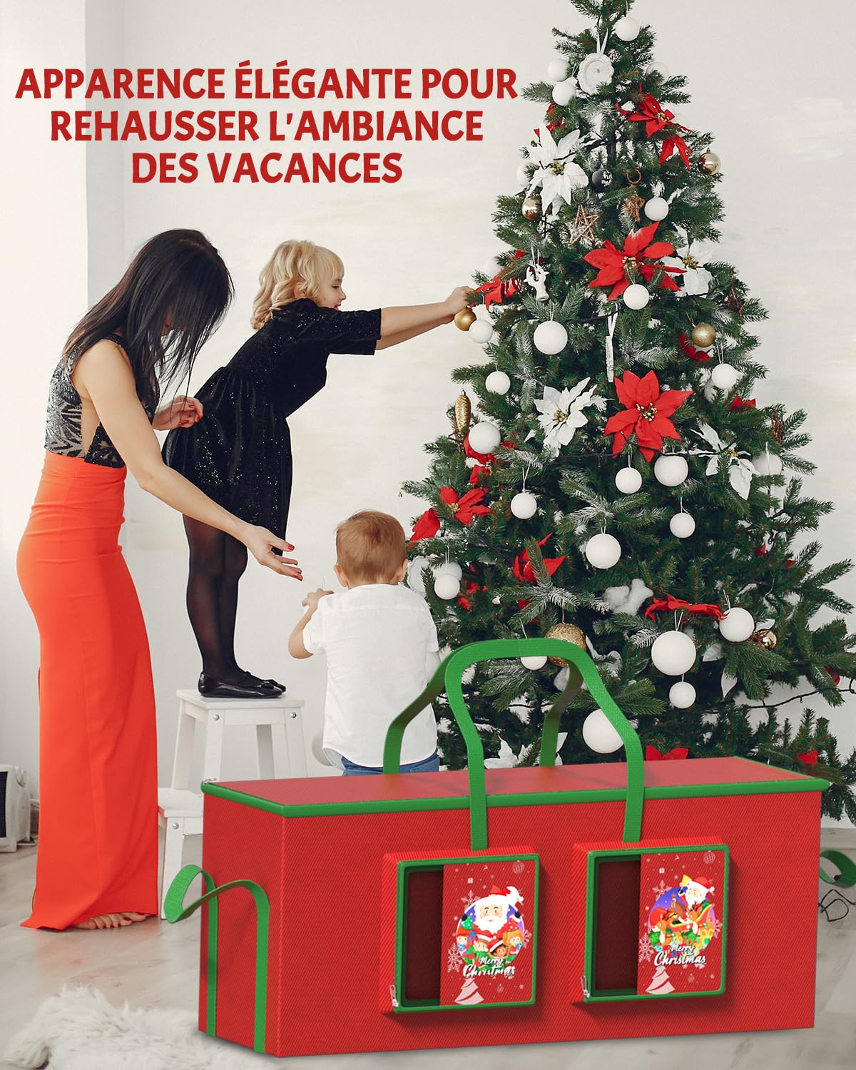 274CM Boîtier de Noël étanche à l'eau 600D, Boîtier de Noël Démonté 9FT Max 274CM avec Deux Grandes Poches, Boîtier de Noël Décor avec Poignées Robustes et Fermeture à éclair